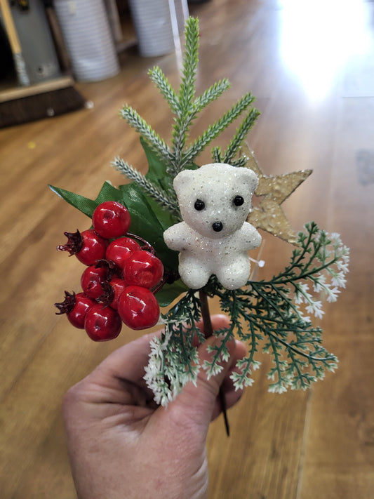 Teddy bear and red berries pick image 0