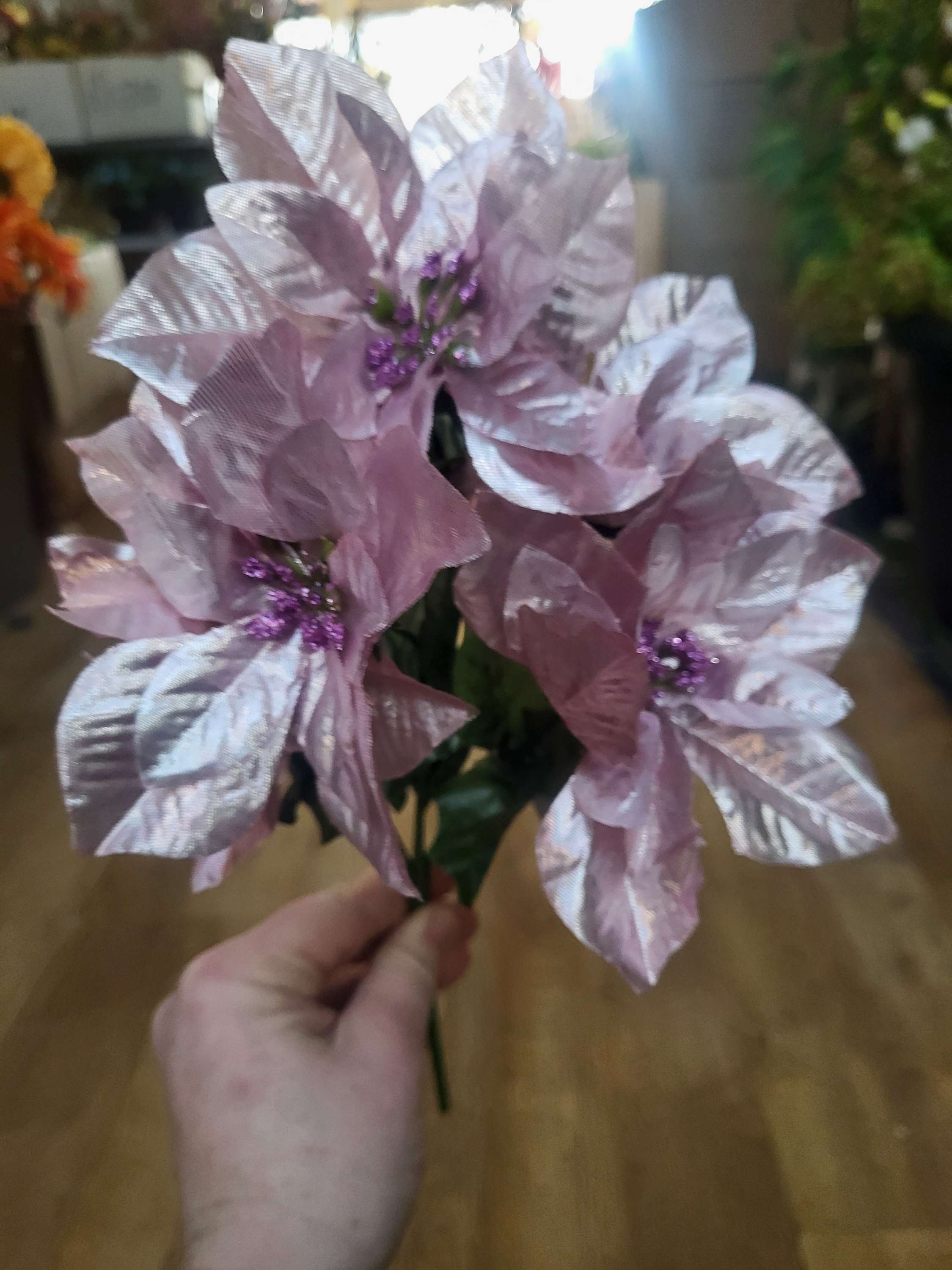 Metallic poinsettia bunch - 3 colours available image 7