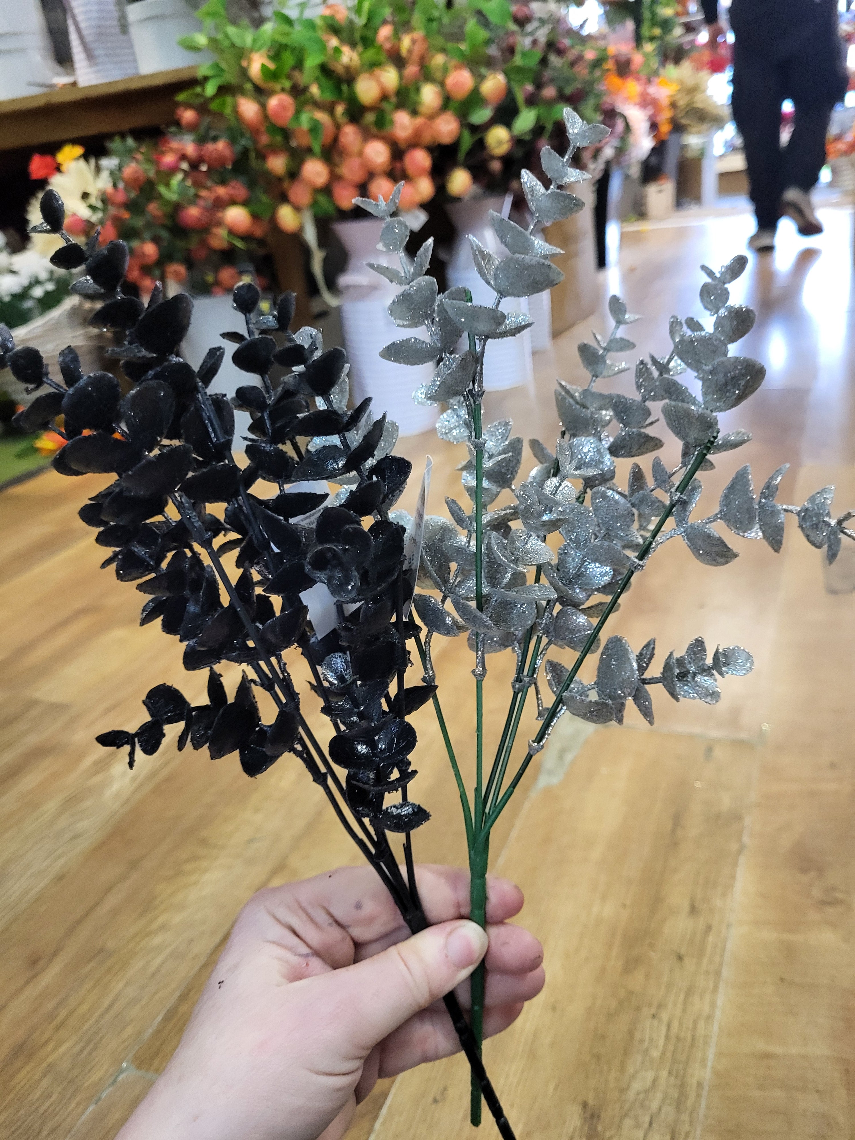 Glittered eucalyptus bunch  - 2 colours available image 1