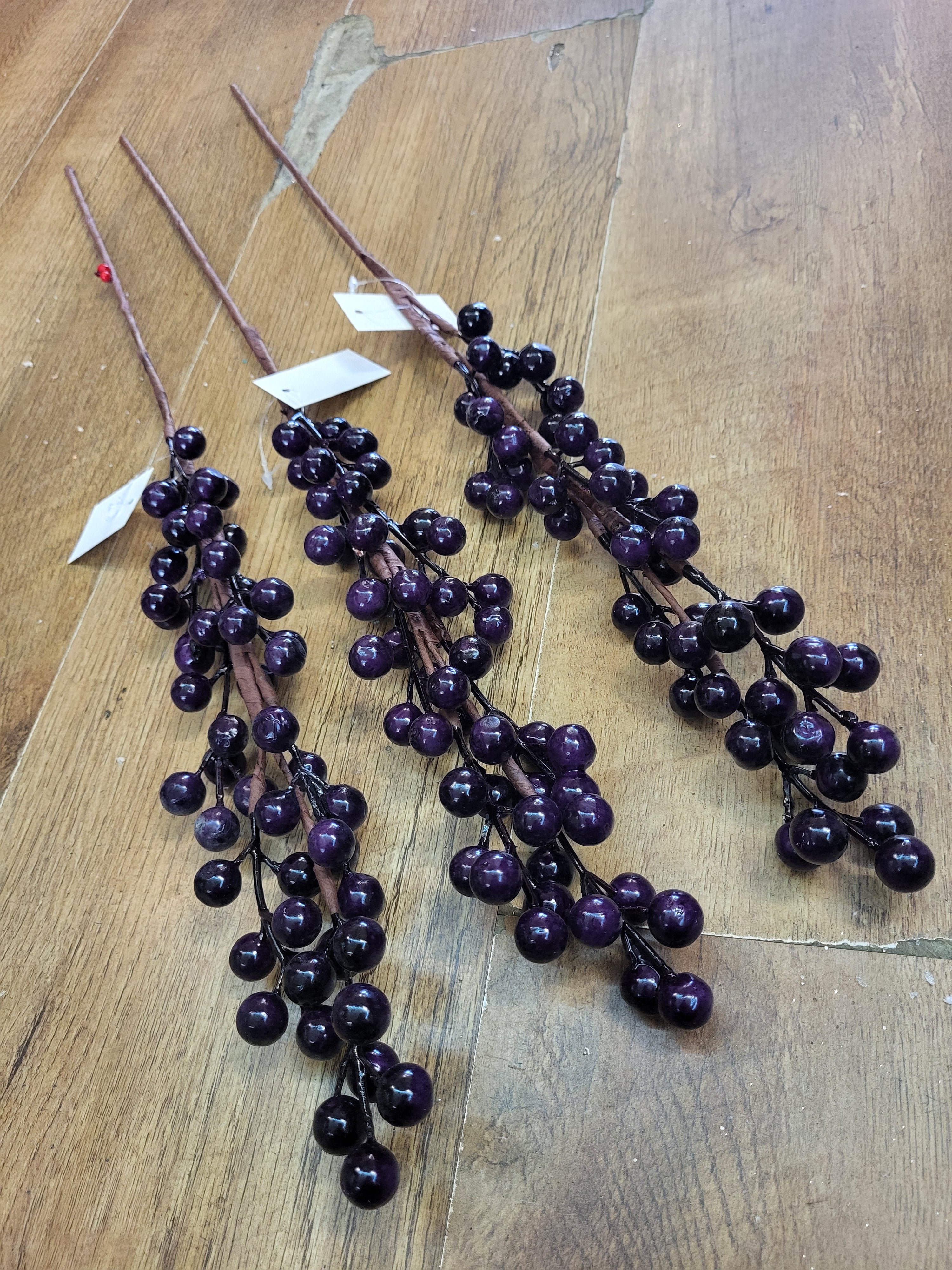 Bundle of 3 dark purple berry stems image 0