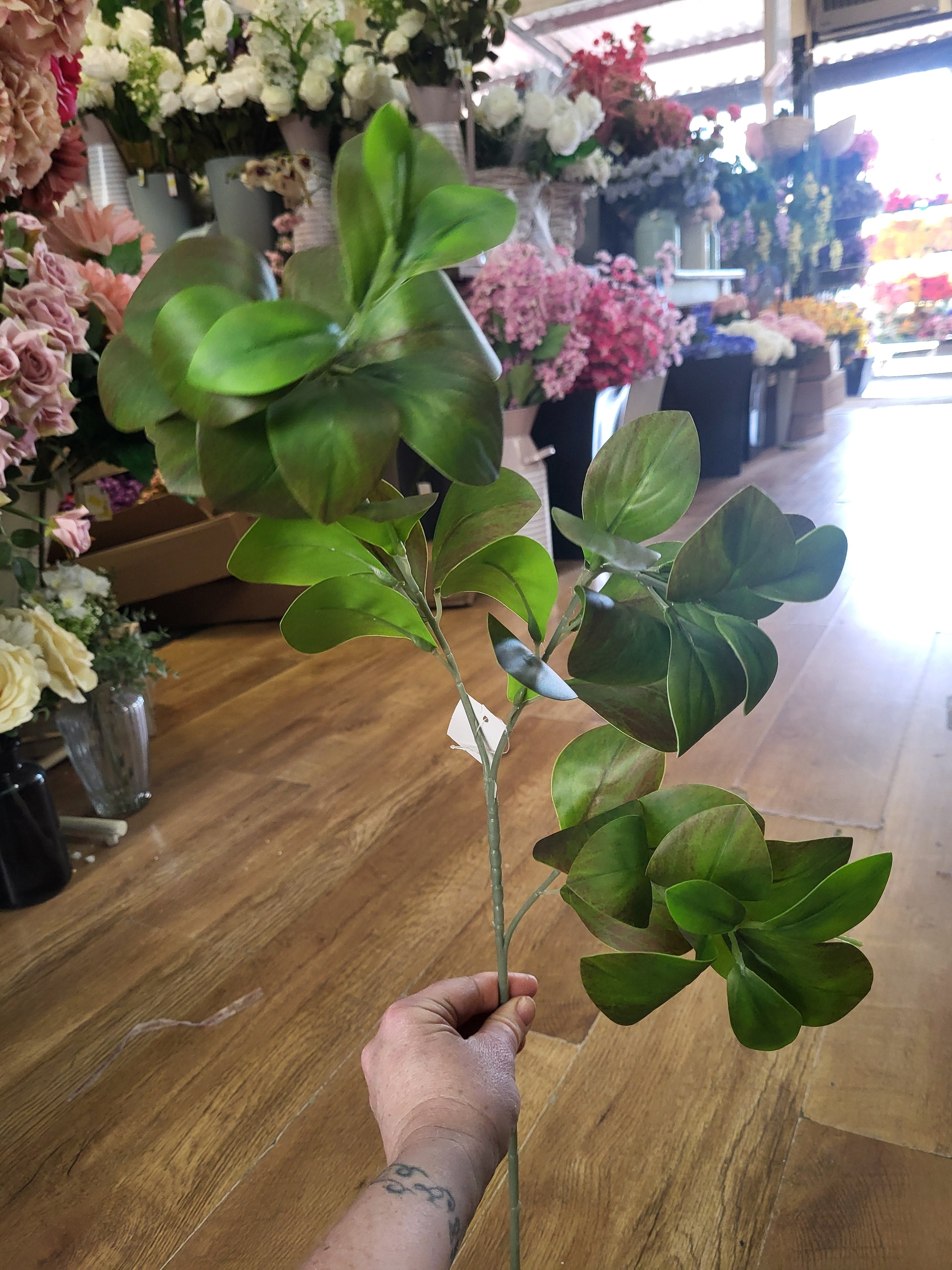 70cm tall uv resistant green/brown tint orange leaf spray image 2