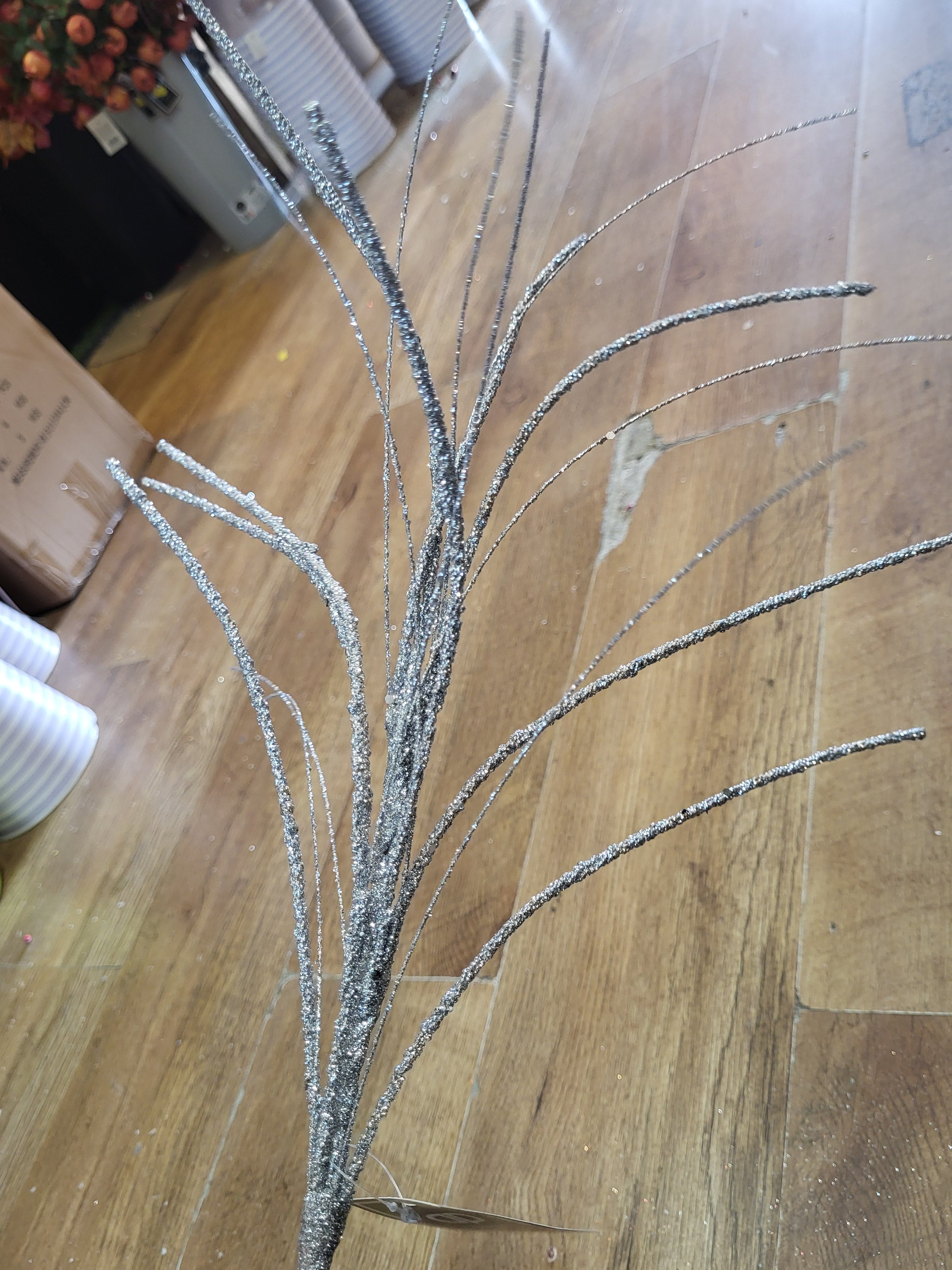 60cm sparkly silver firework stem image 3