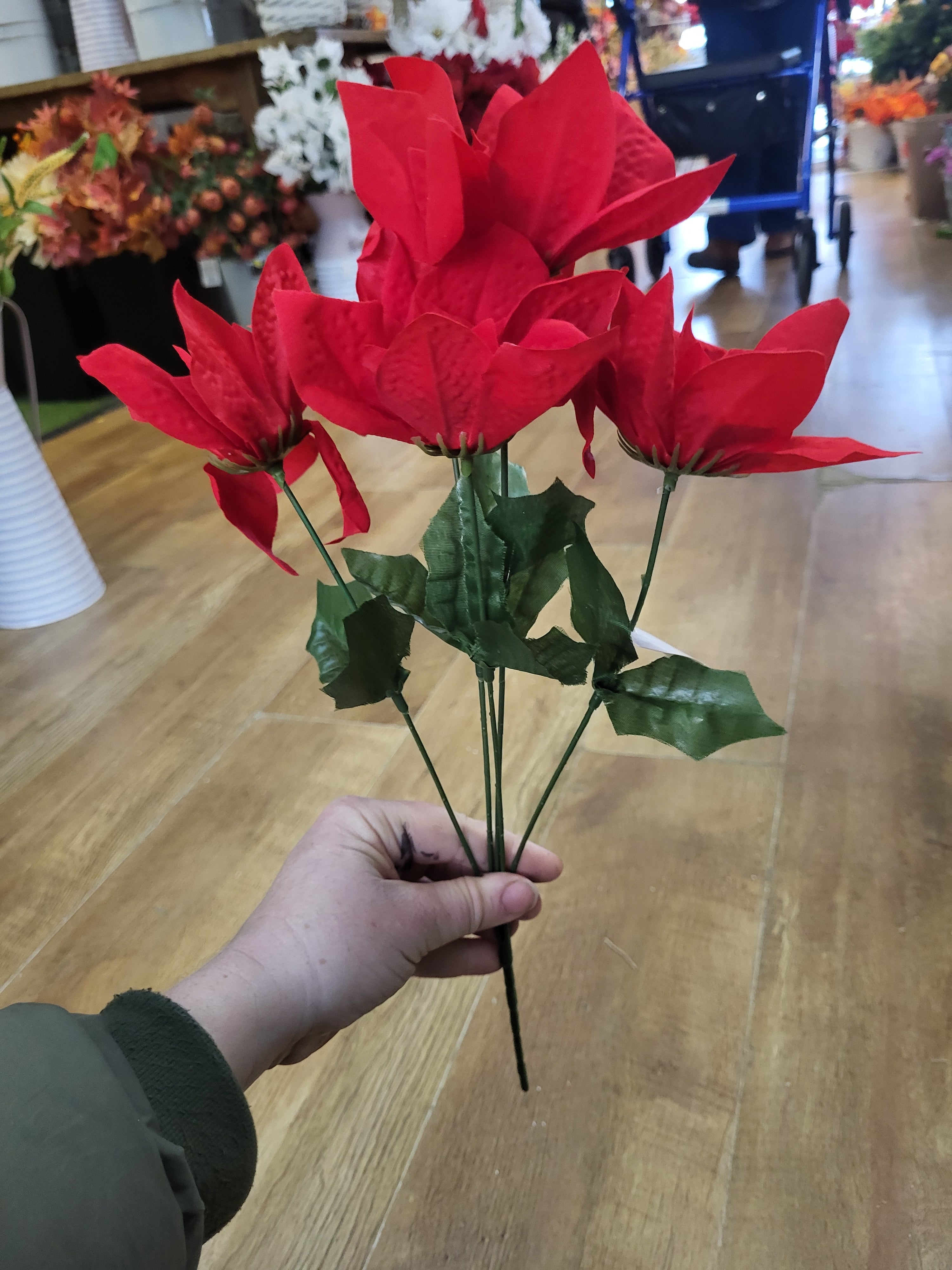 Tall red poinsettia bunch  image 1