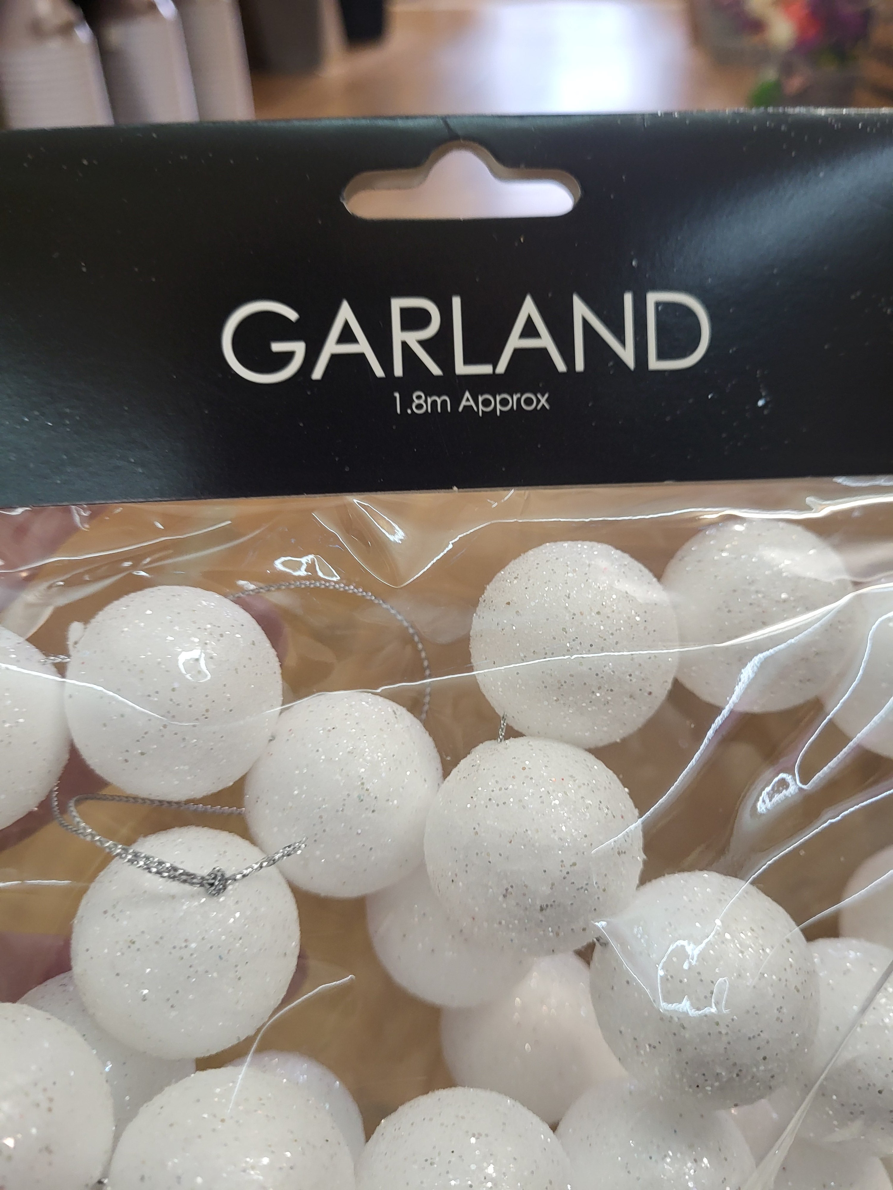 1.8m white glitter ball garland image 2