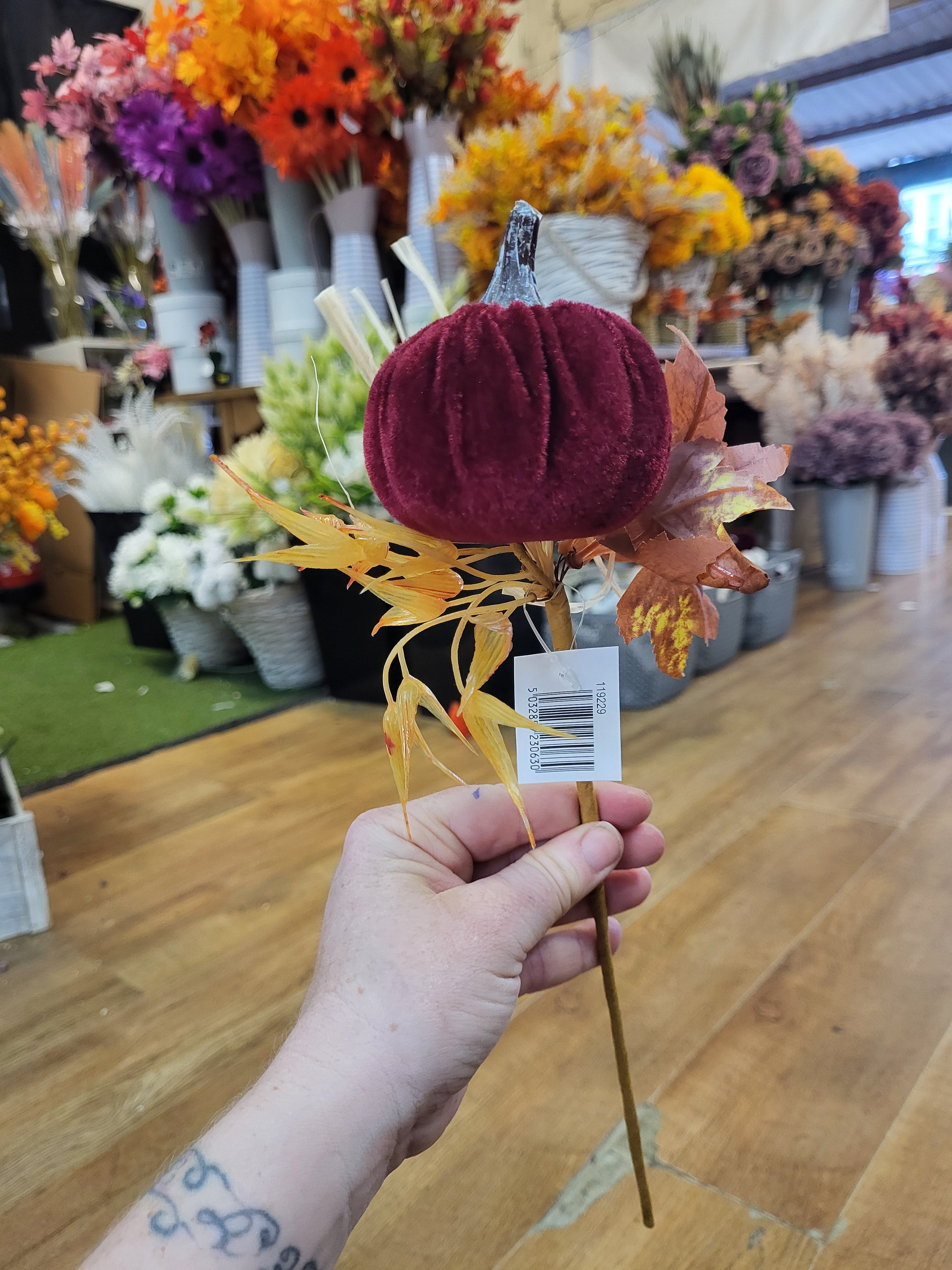 Medium Burgundy Velvet pumpkin stem  image 0