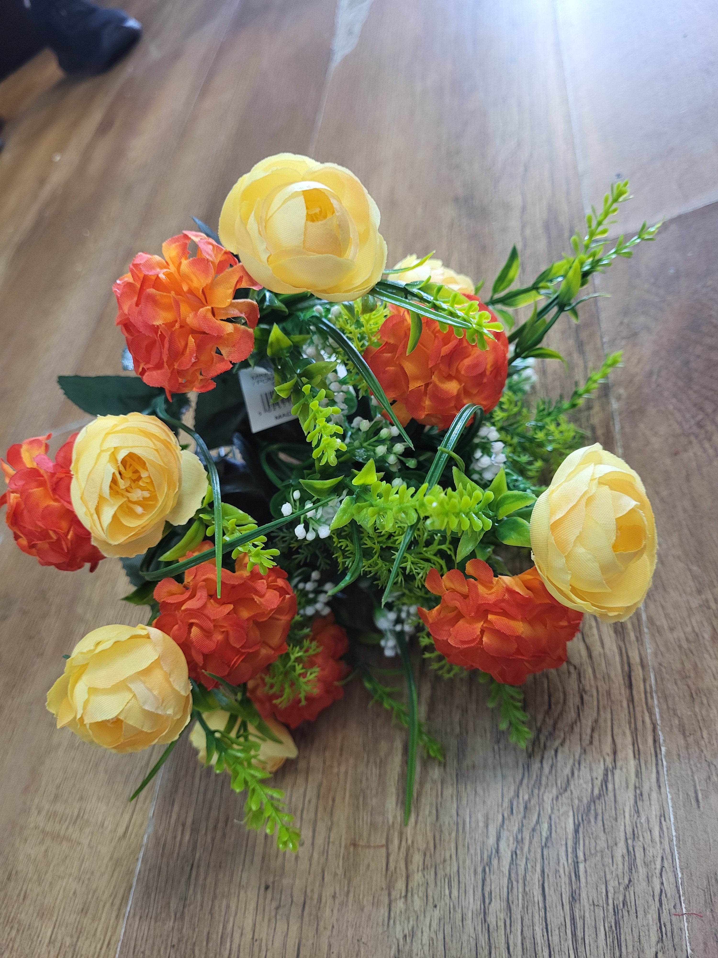 Yellow and orange mini ranunculus and pom bunch image 0