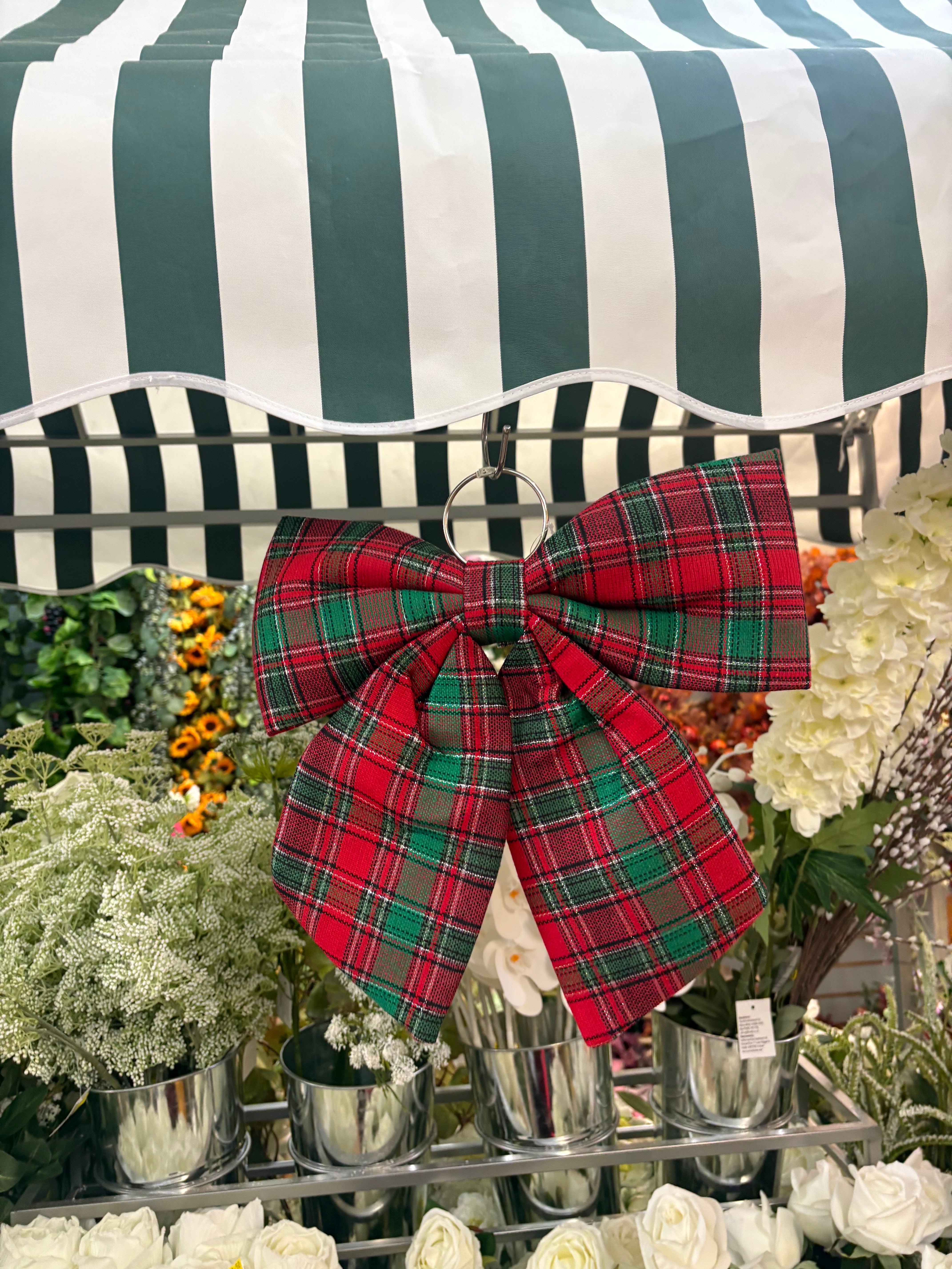 Large 34cm Tartan Glittered Christmas bow