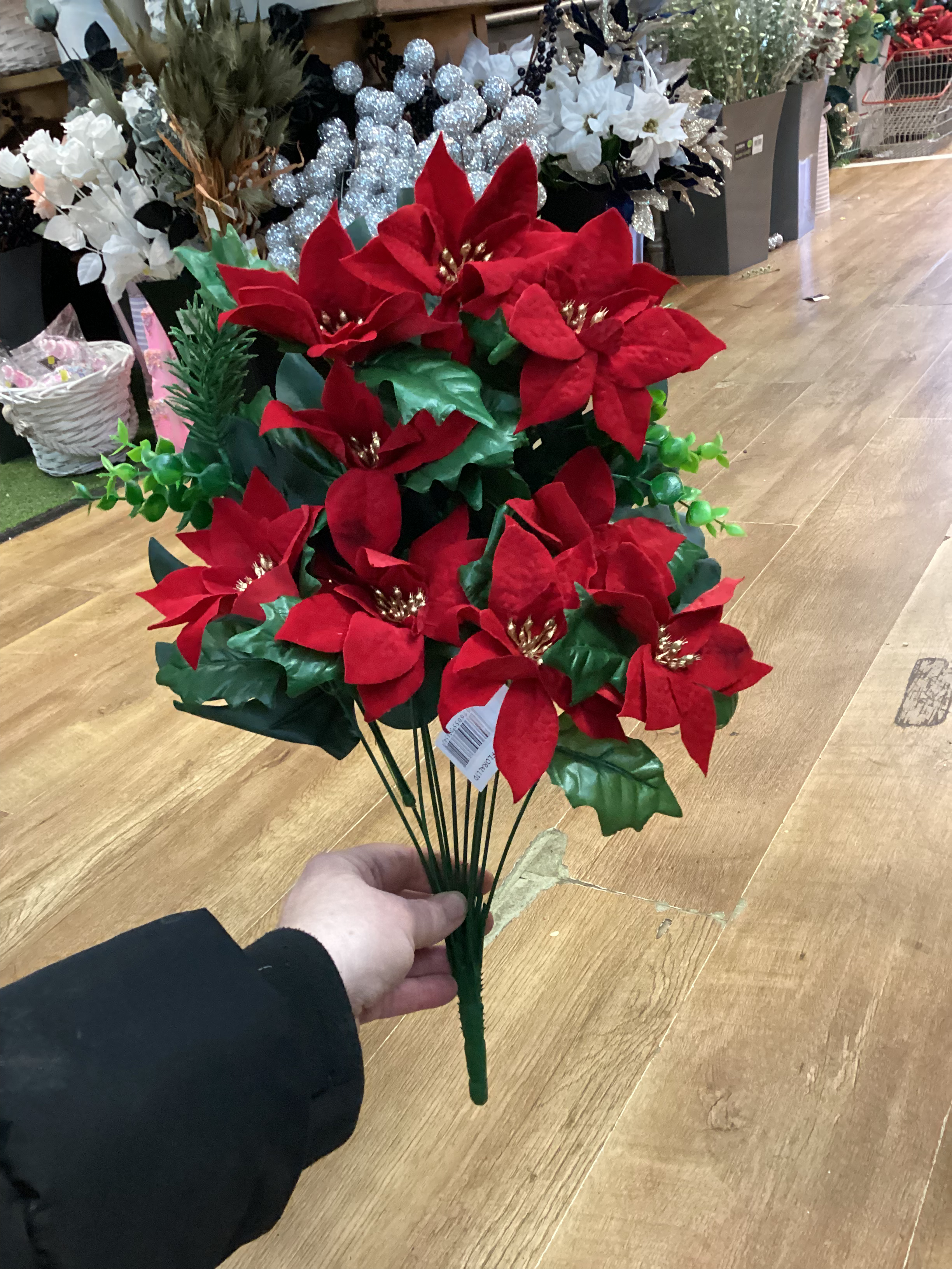 Flat back poinsettia bunch  - red image 2