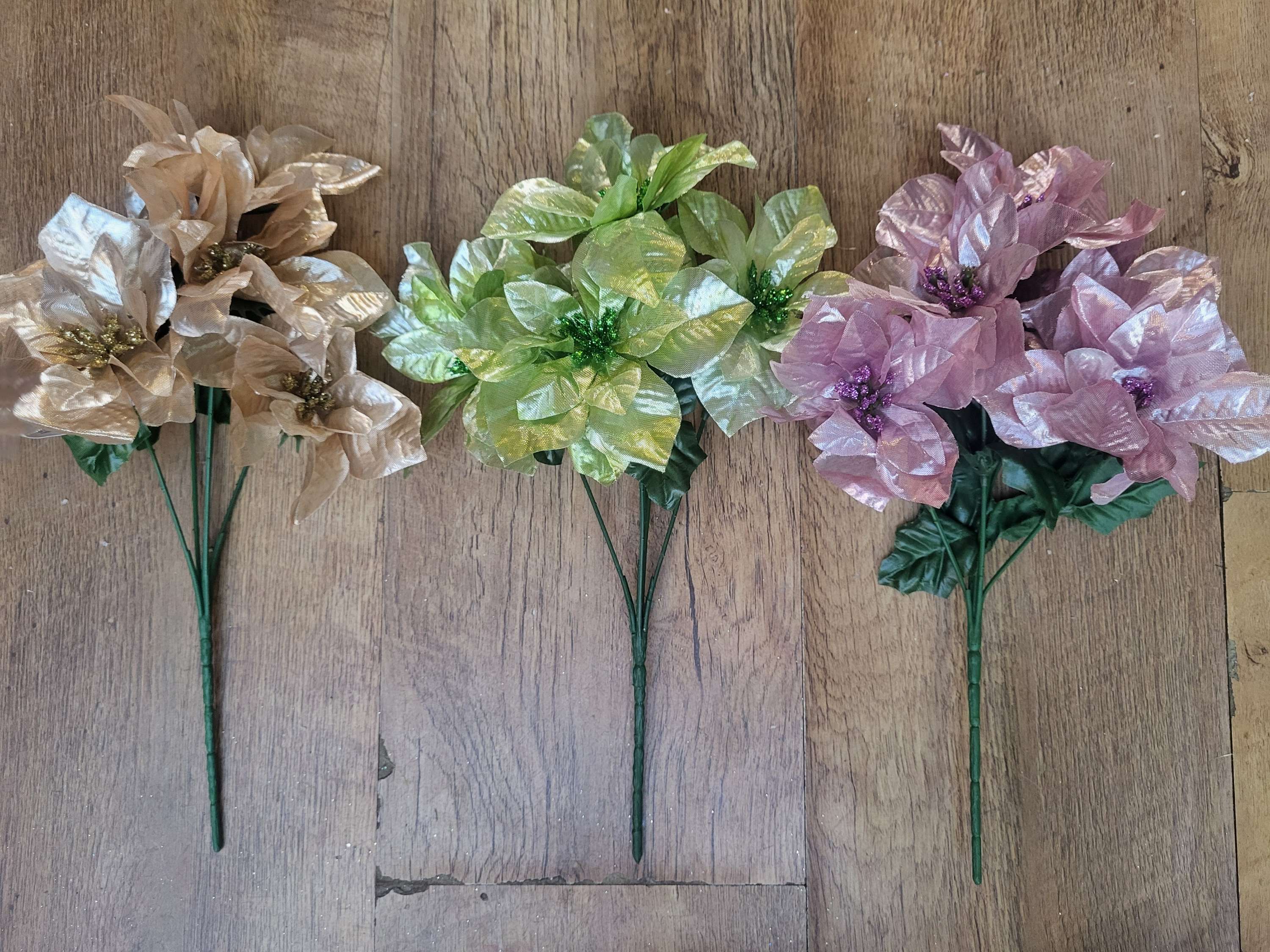 Metallic poinsettia bunch - 3 colours available image 0
