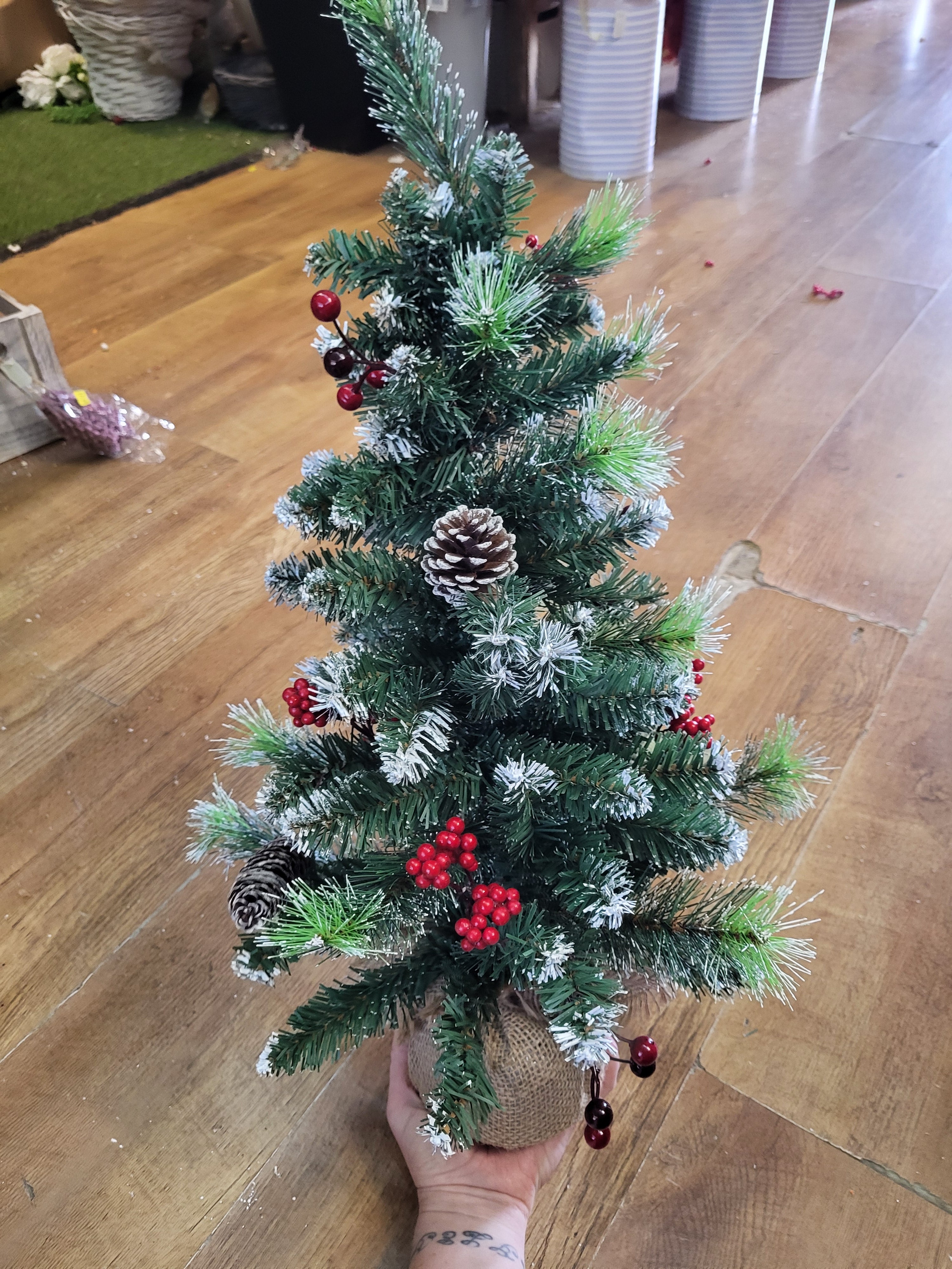 Large frosted Christmas tree table centre piece image 6