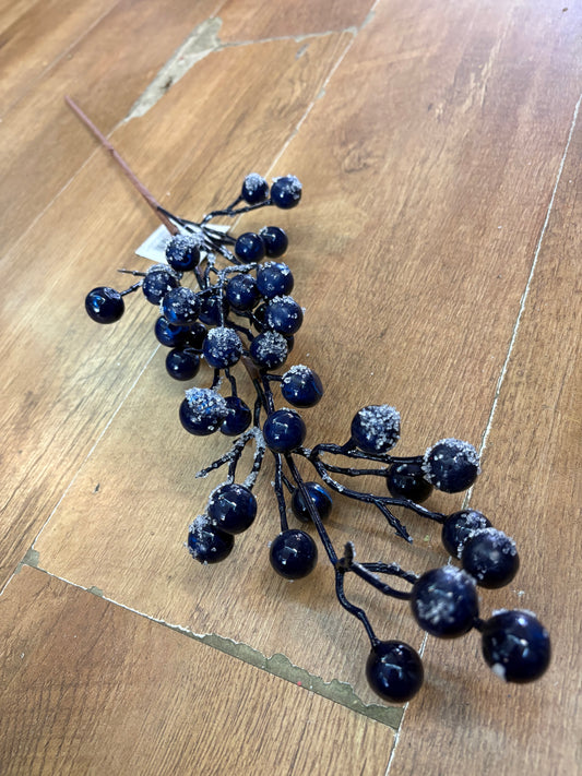 Long stem dark blue frosted berry stem