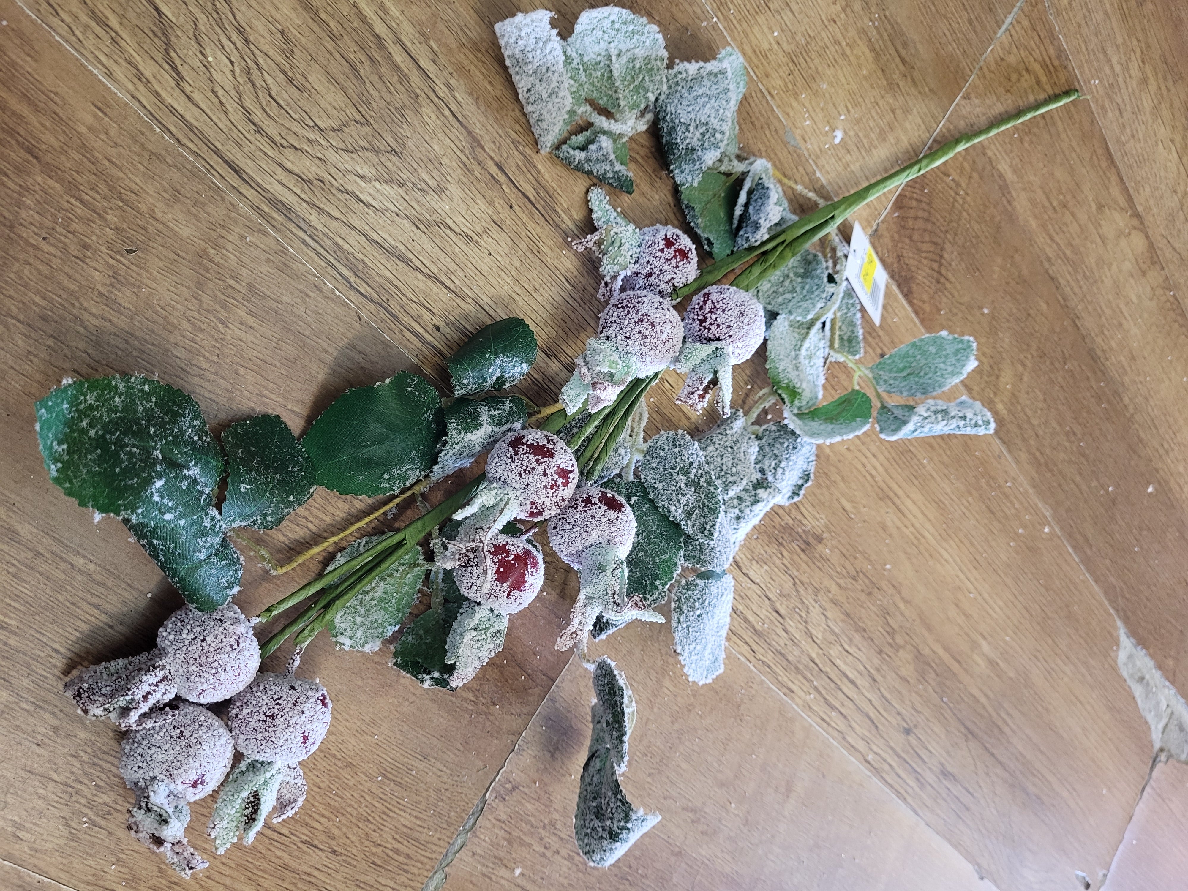 58cm Tall frosted winter Rosehip spray image 6