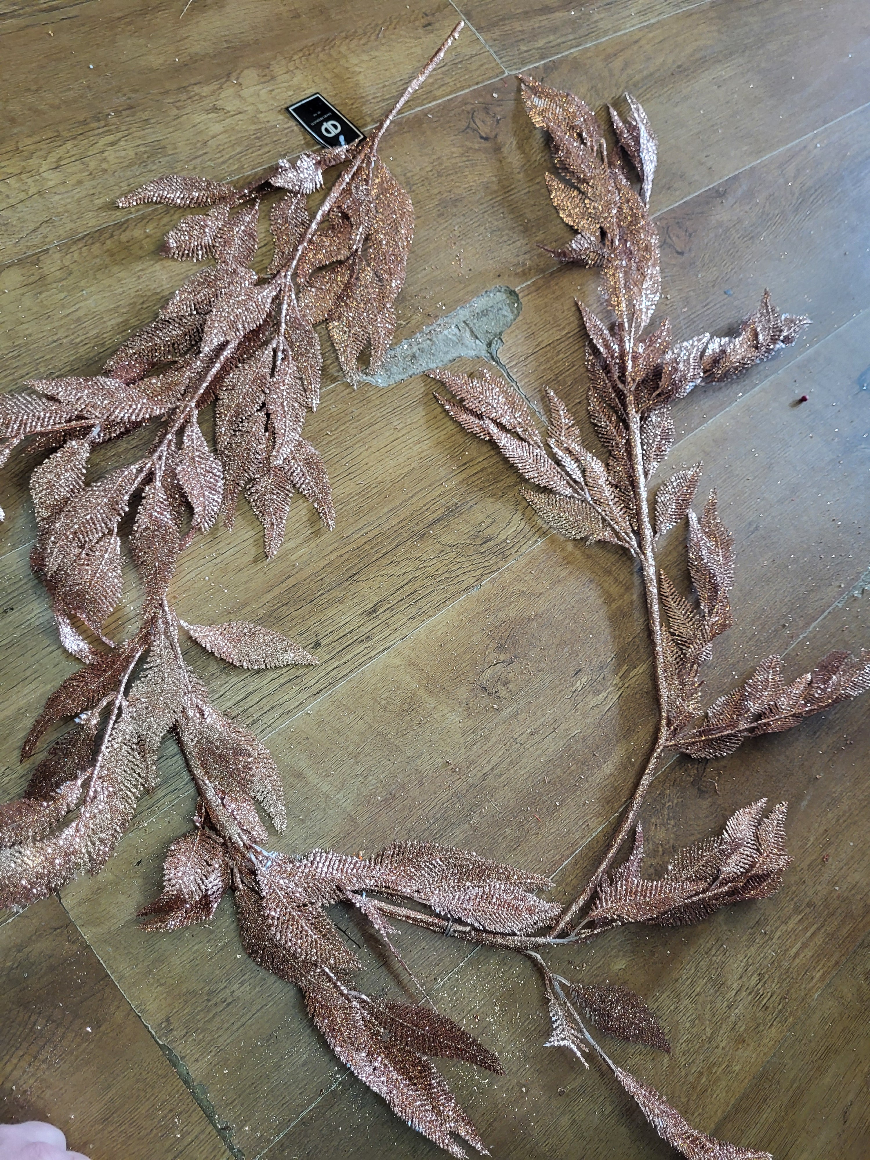 Rose gold glittered feather leaf garland  image 4