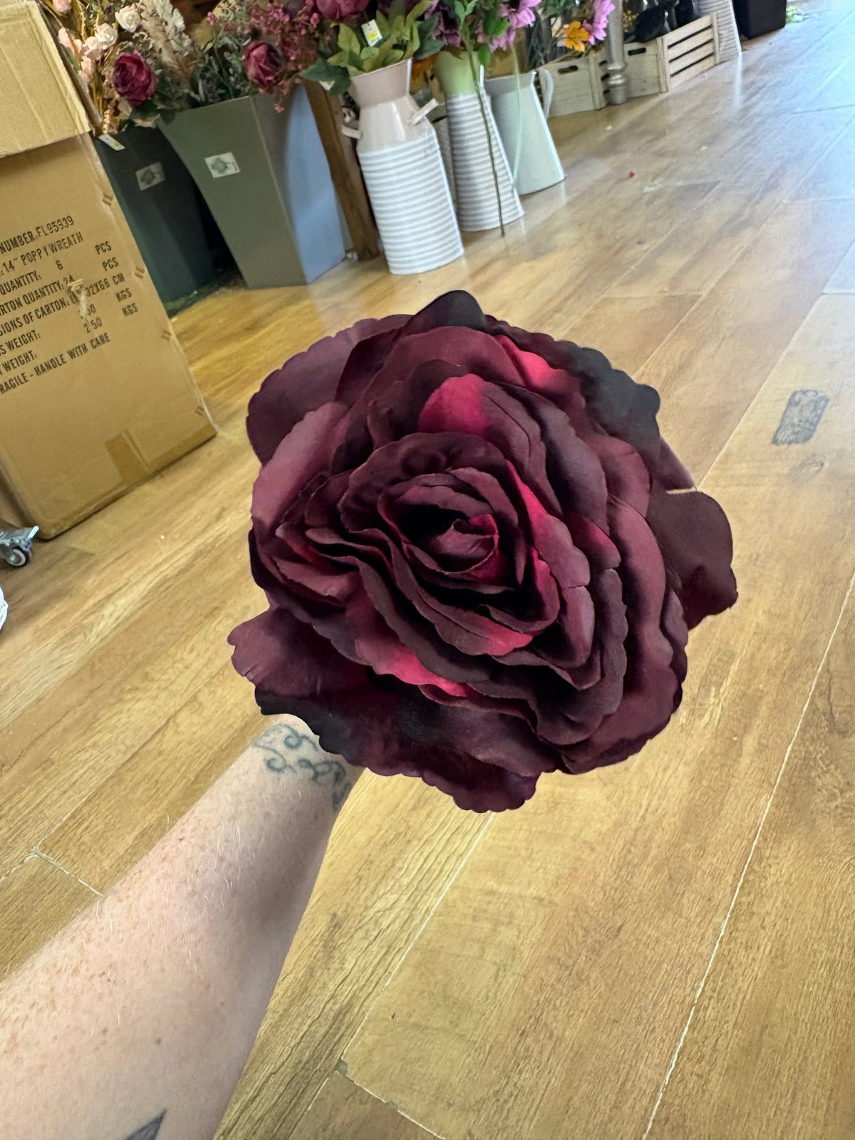 Medium length Grape Tudor rose