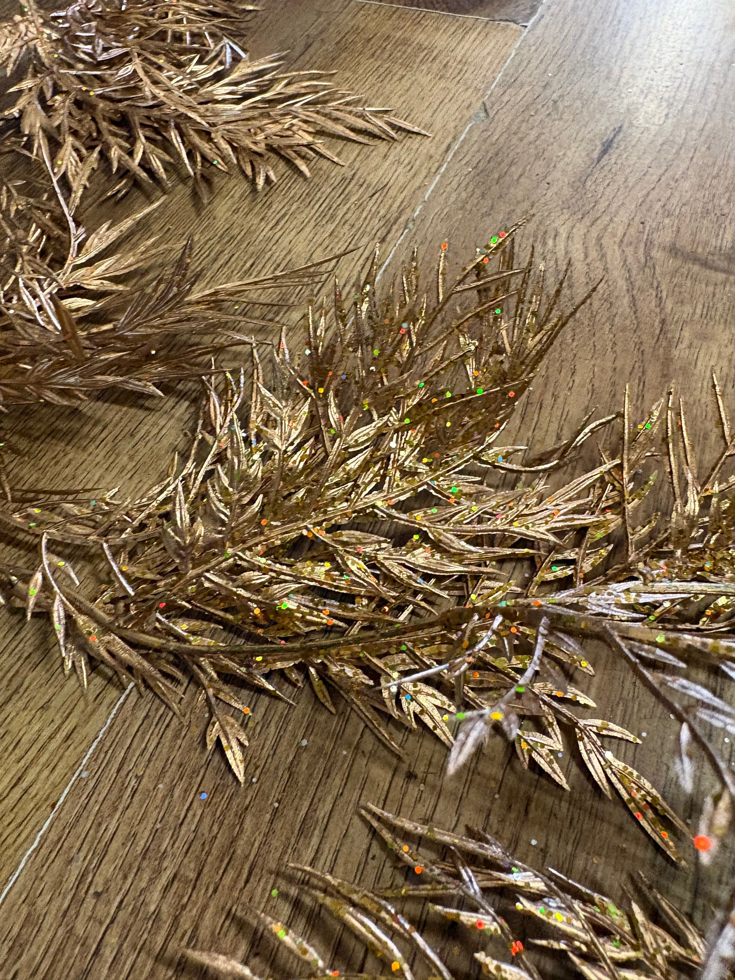 6ft glittered gold fern garland