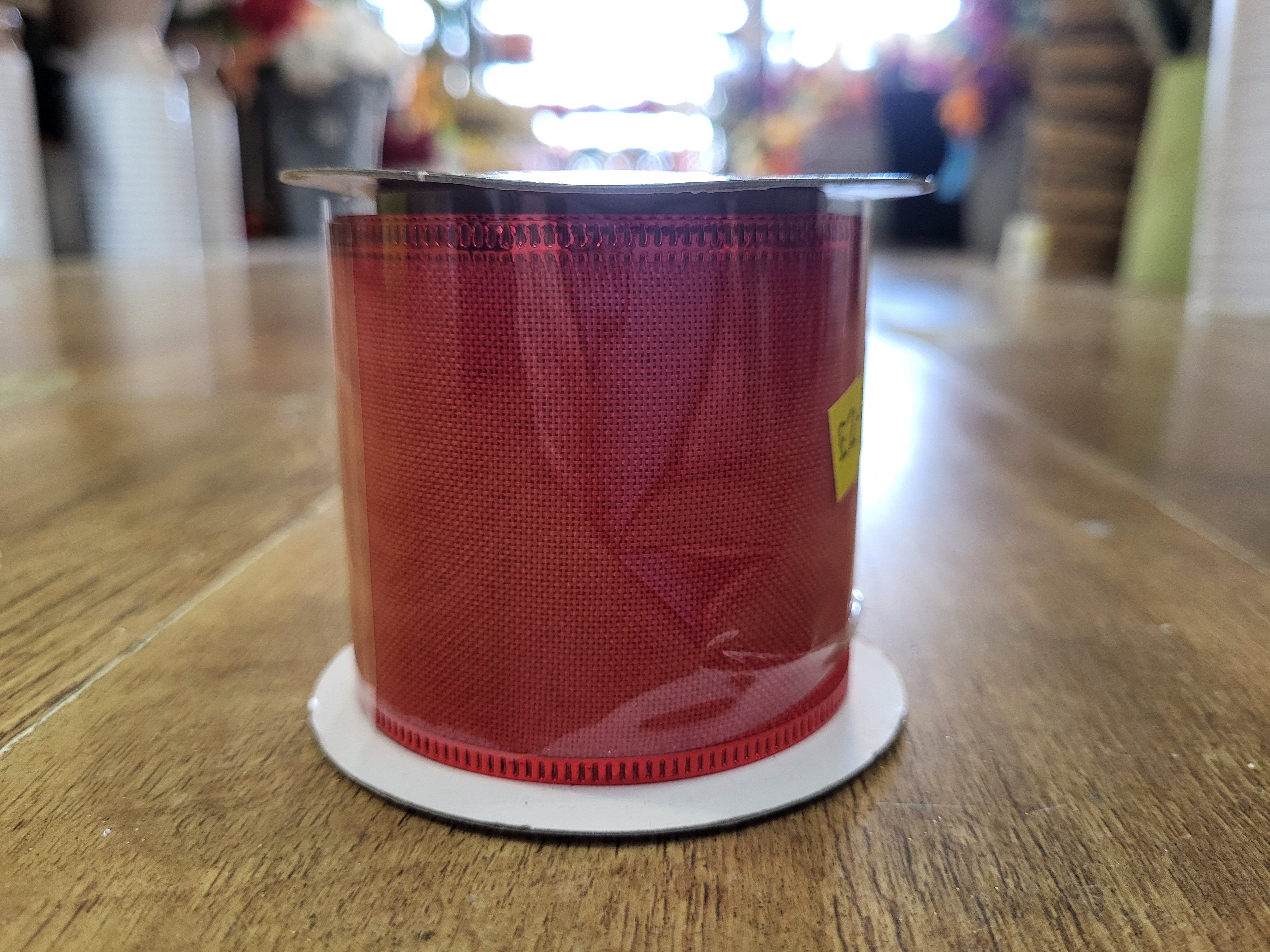 2.7m approx. roll of red burlap wired ribbon image 1