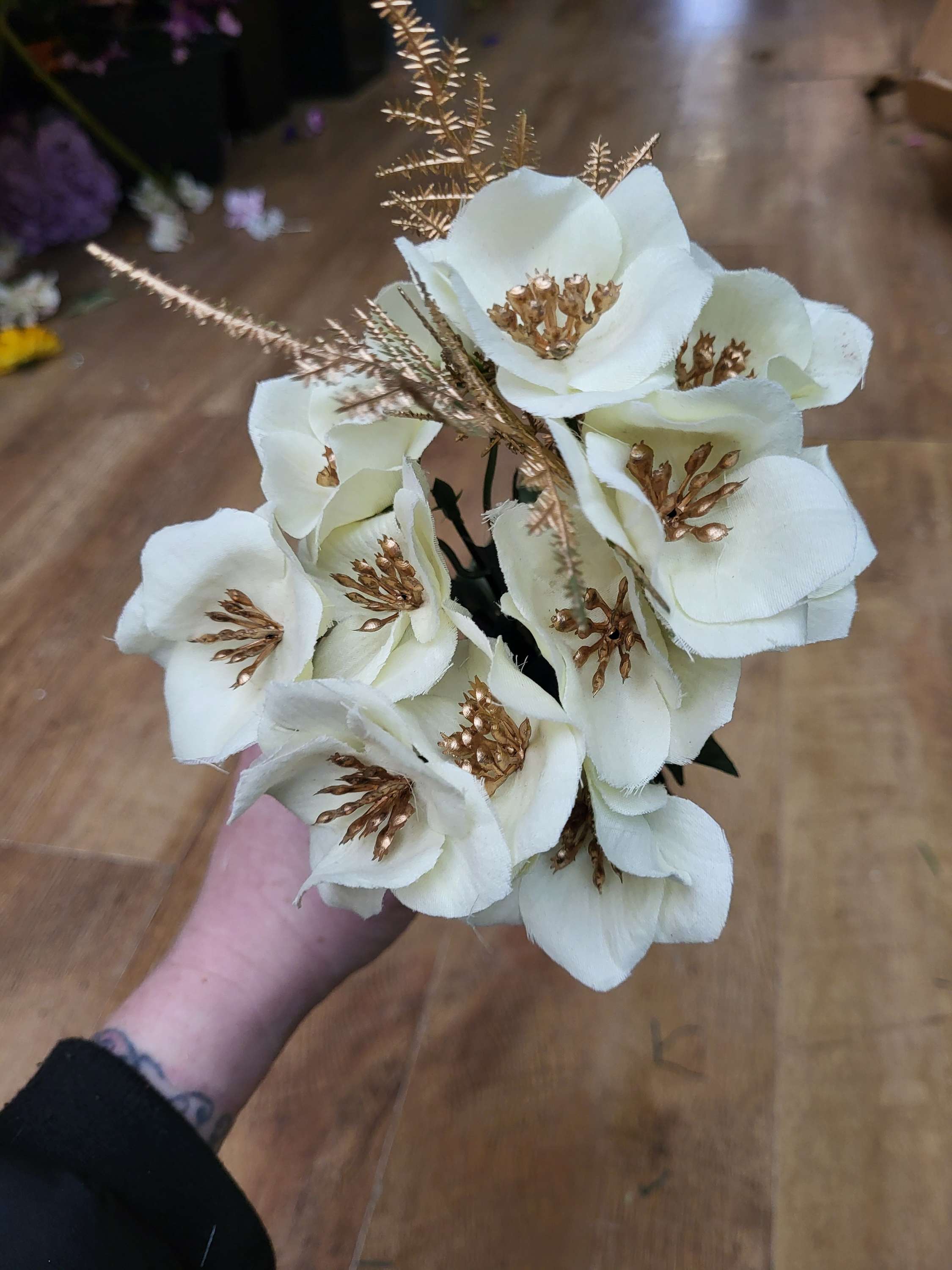 Christmas flower with metallic fern bunch - 4 colours available image 4