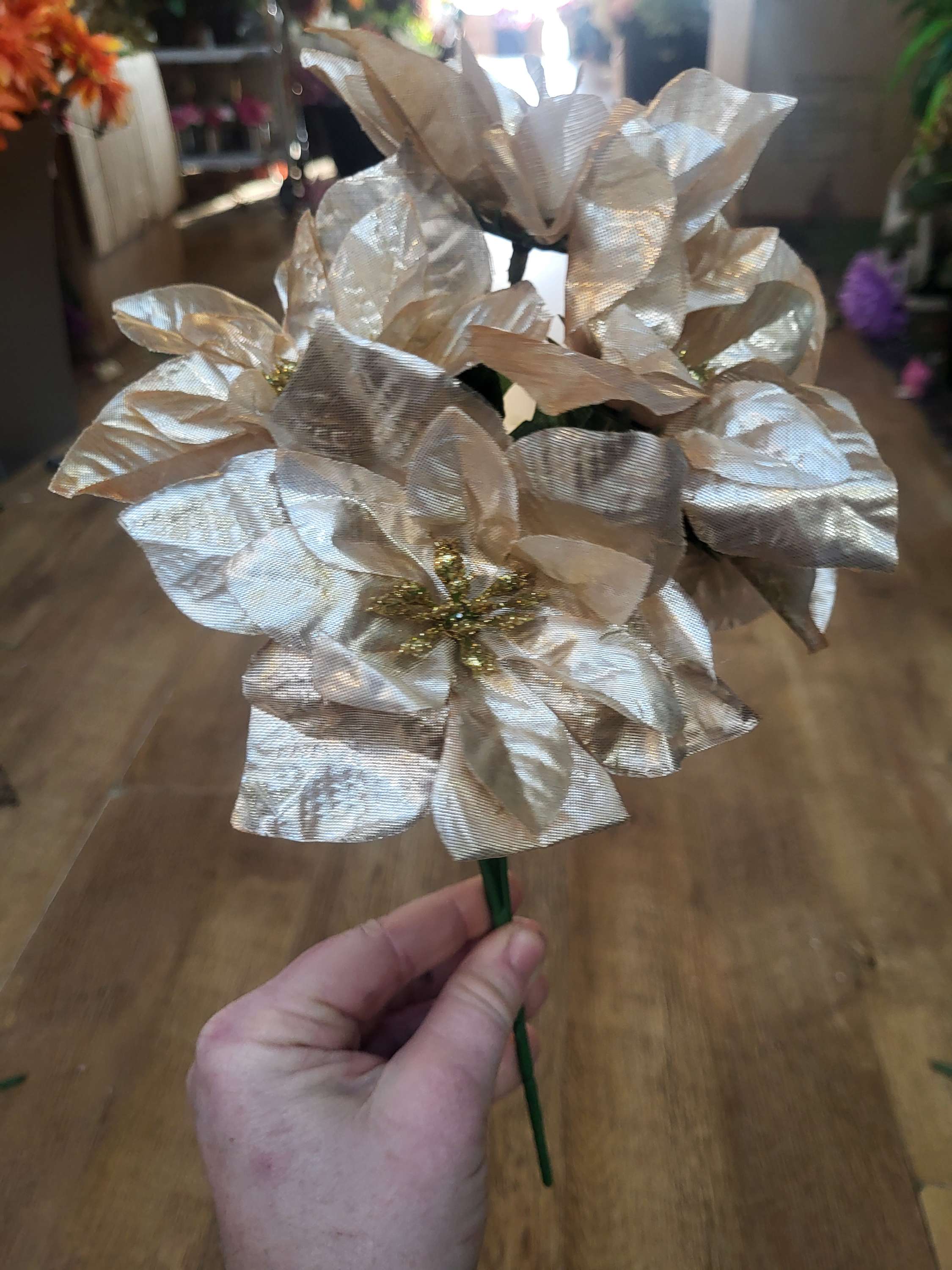 Metallic poinsettia bunch - 3 colours available image 4