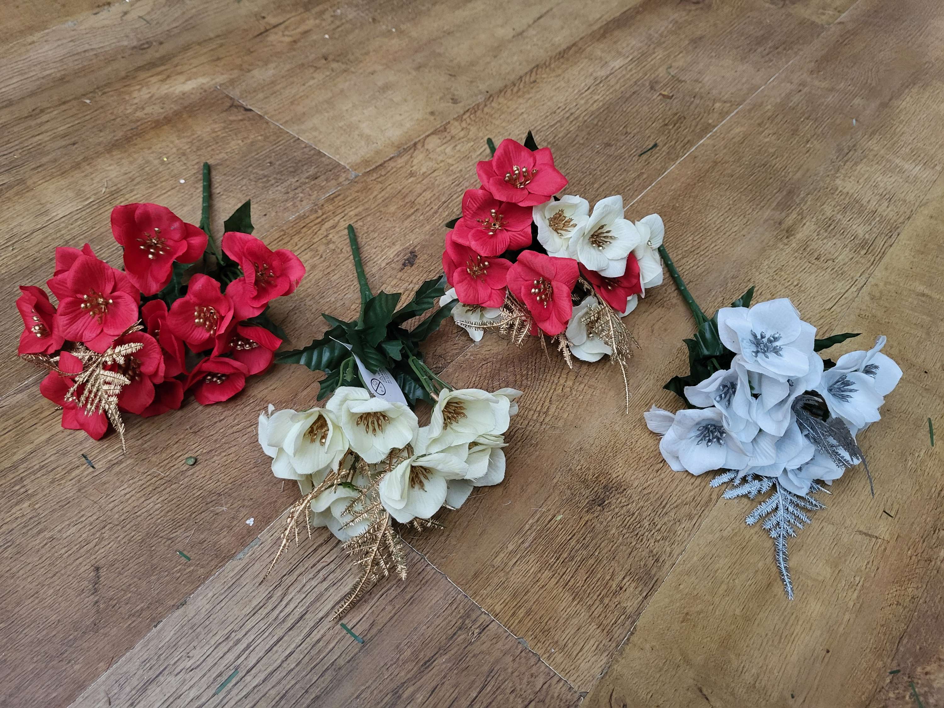 Christmas flower with metallic fern bunch - 4 colours available image 1