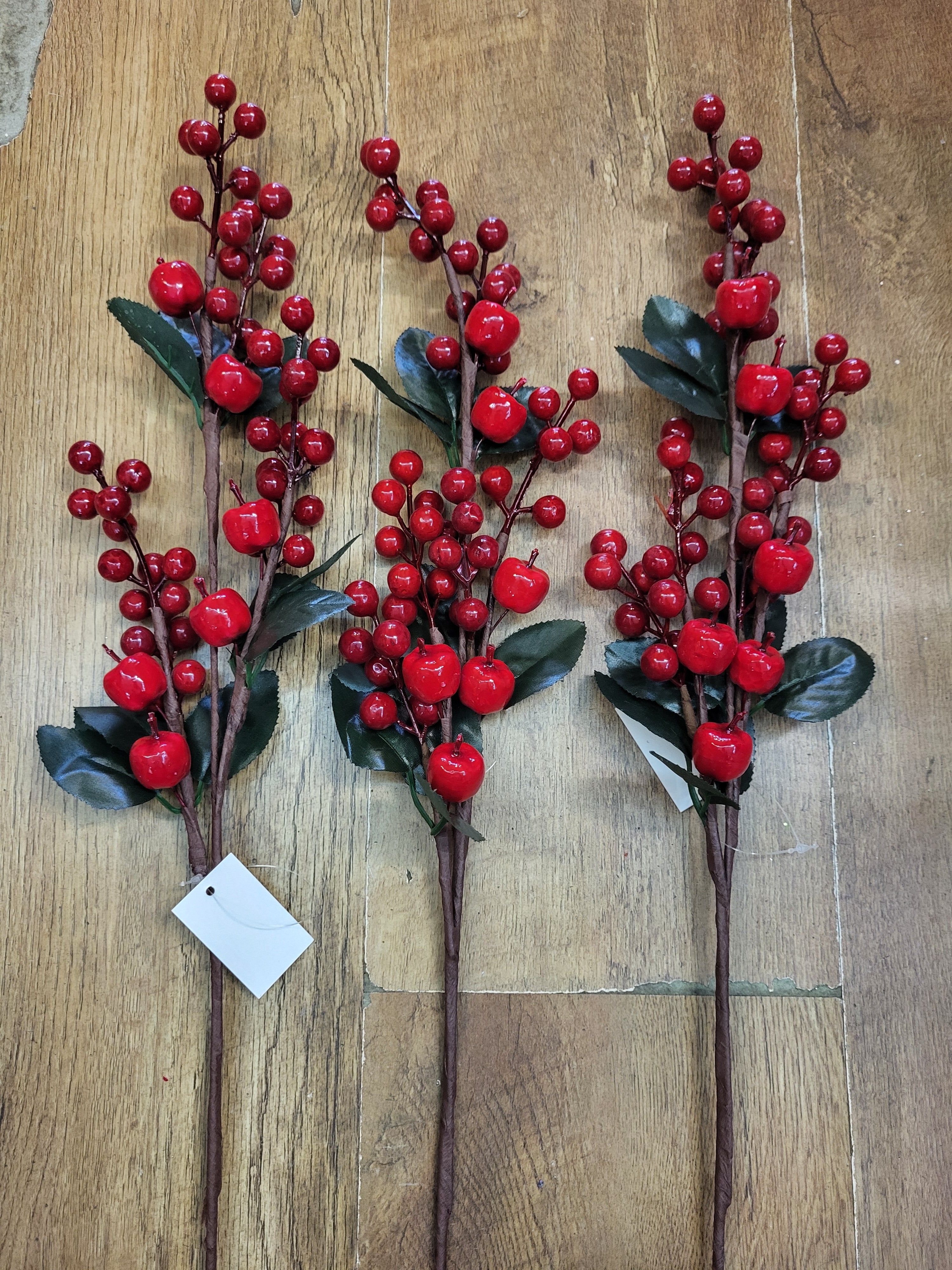 Bundle of 3 Long stem miniature apples and berries sprays image 1