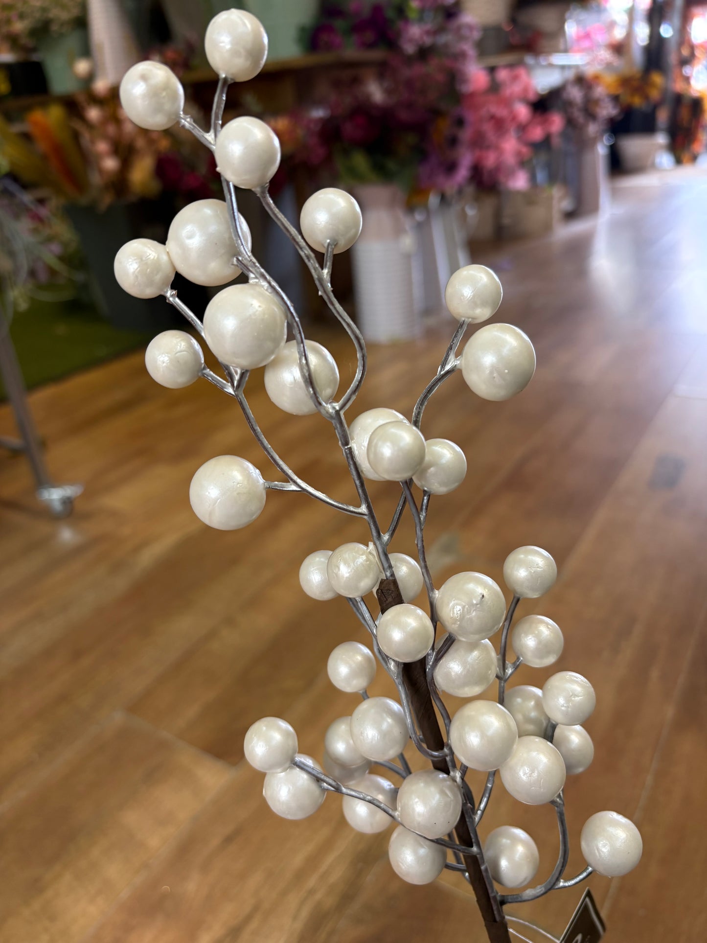 Pearly white berry stem