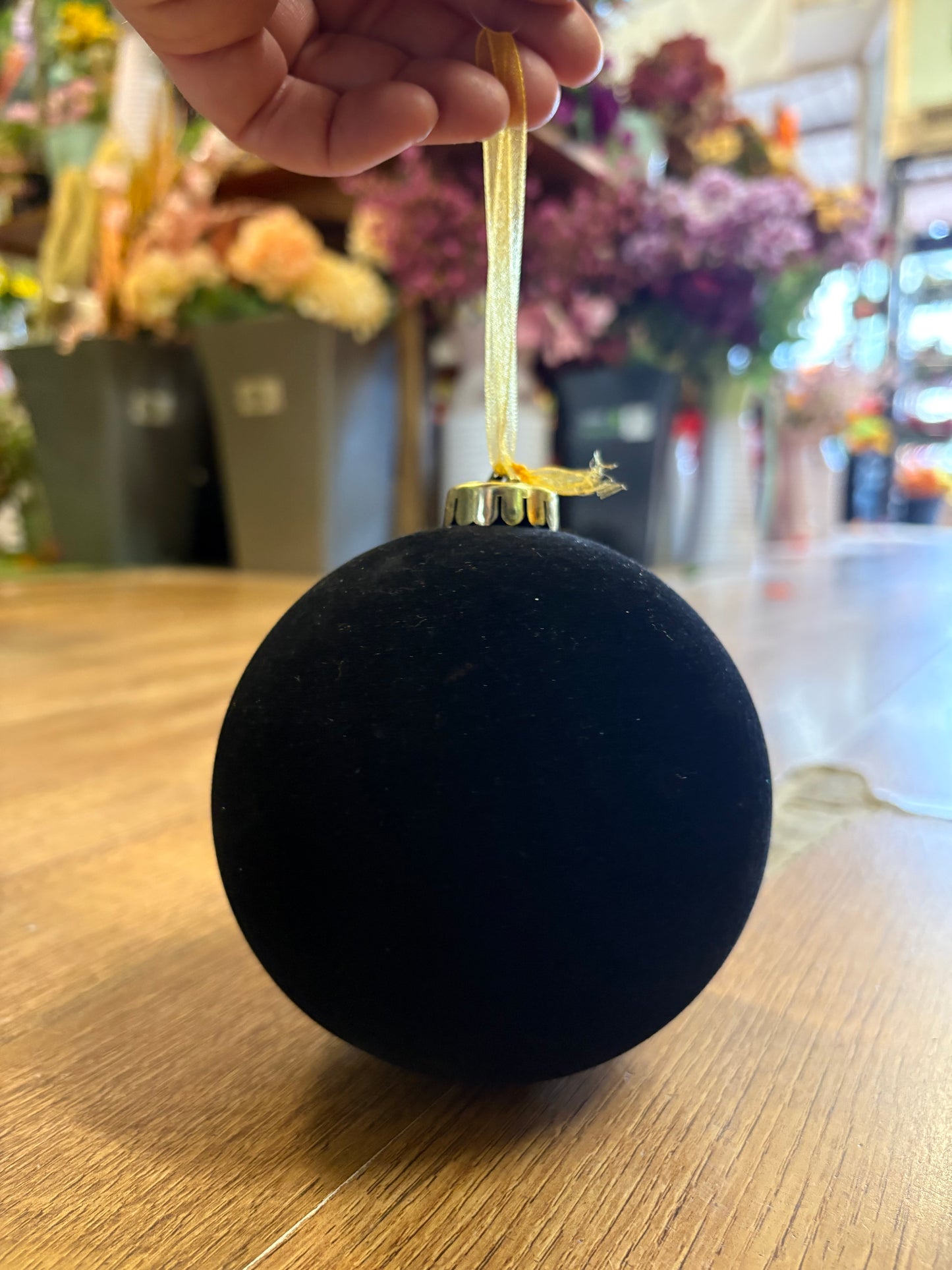 12cm black velvet bauble