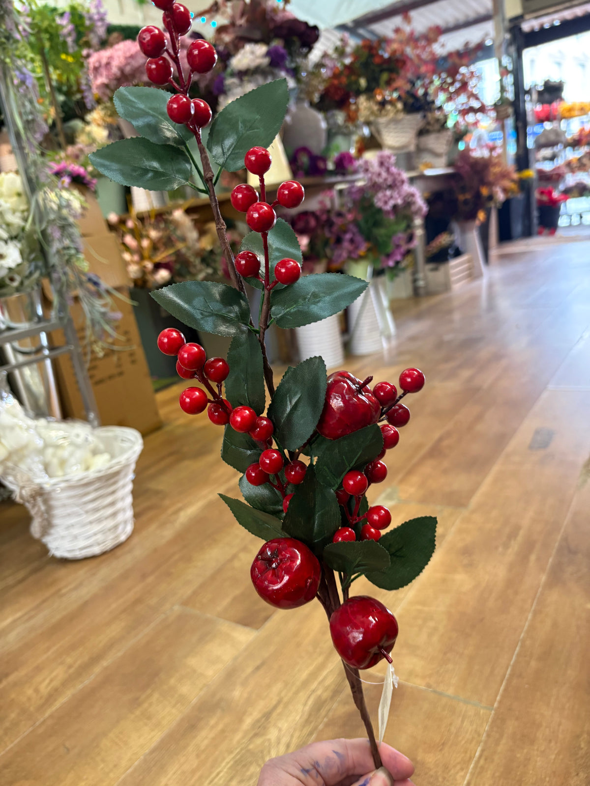 Apple and red berry stem