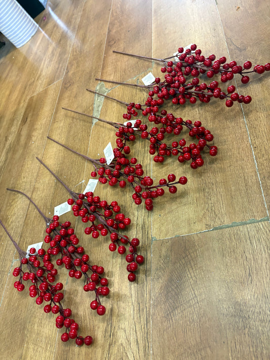 Bundle of 8 red berry stems