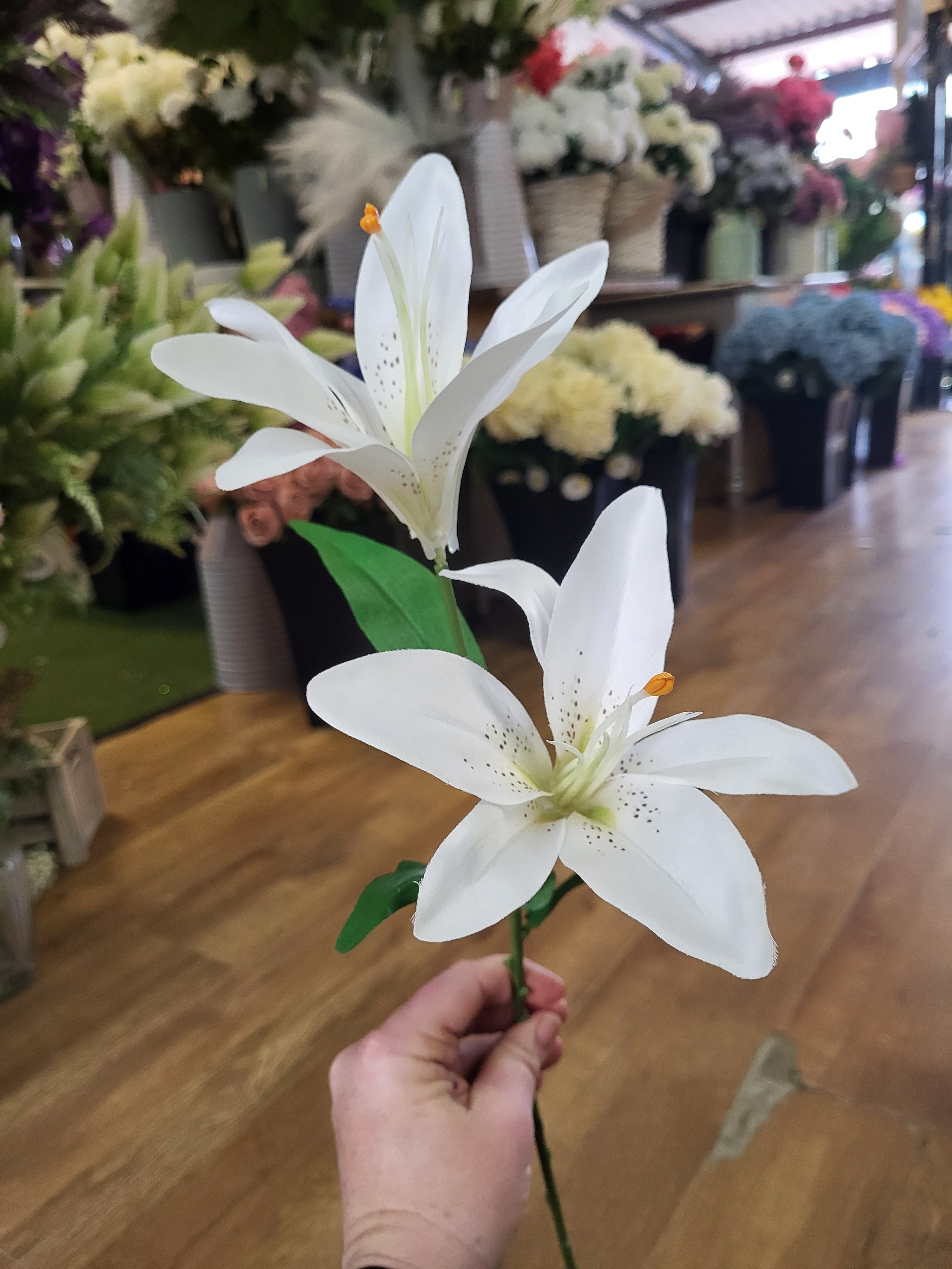 Long stem white lily spray  image 0