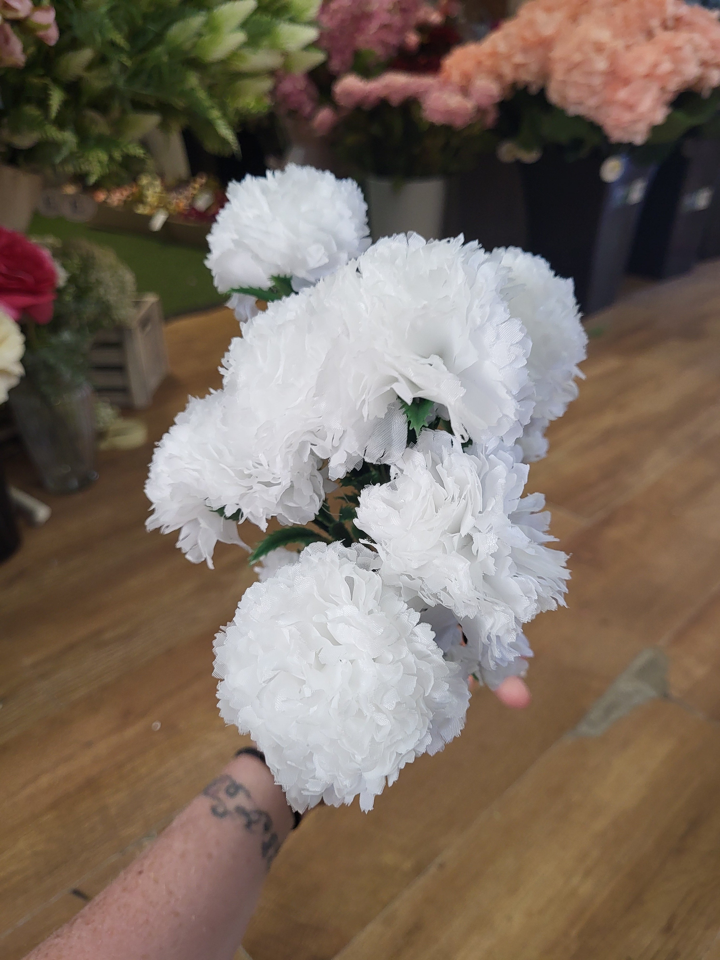 Big bunch of white carnations  image 1