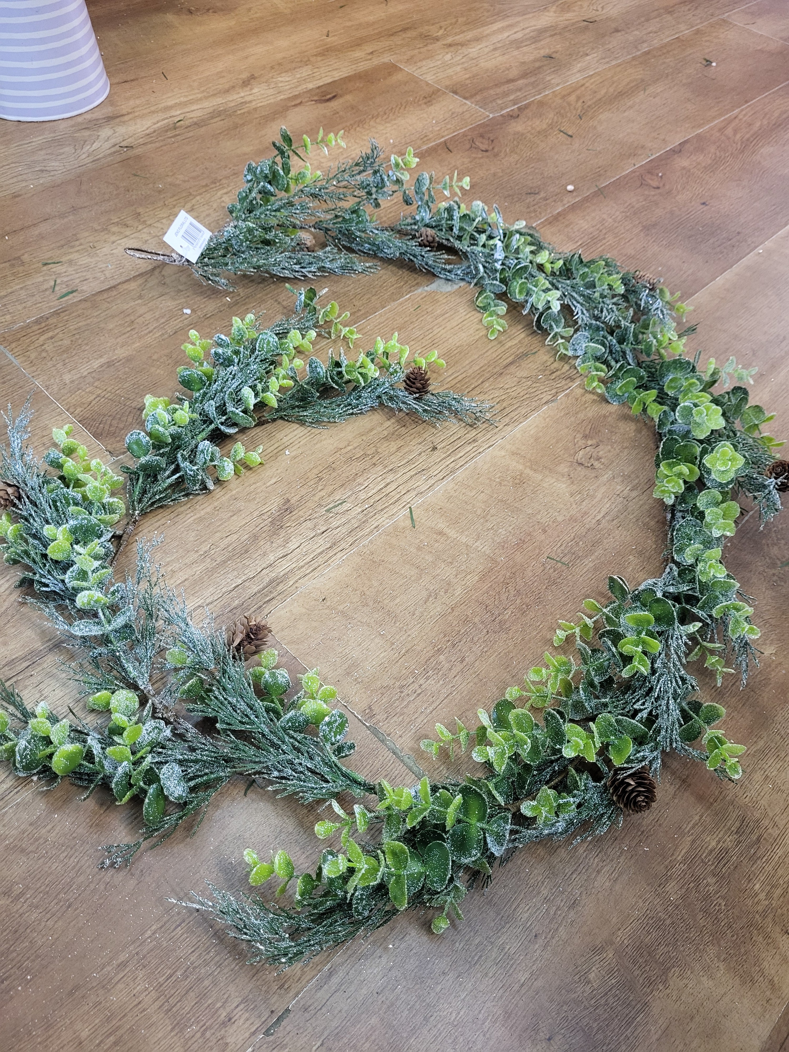 Frosted eucalyptus/cypress with miniature cones garland  image 5