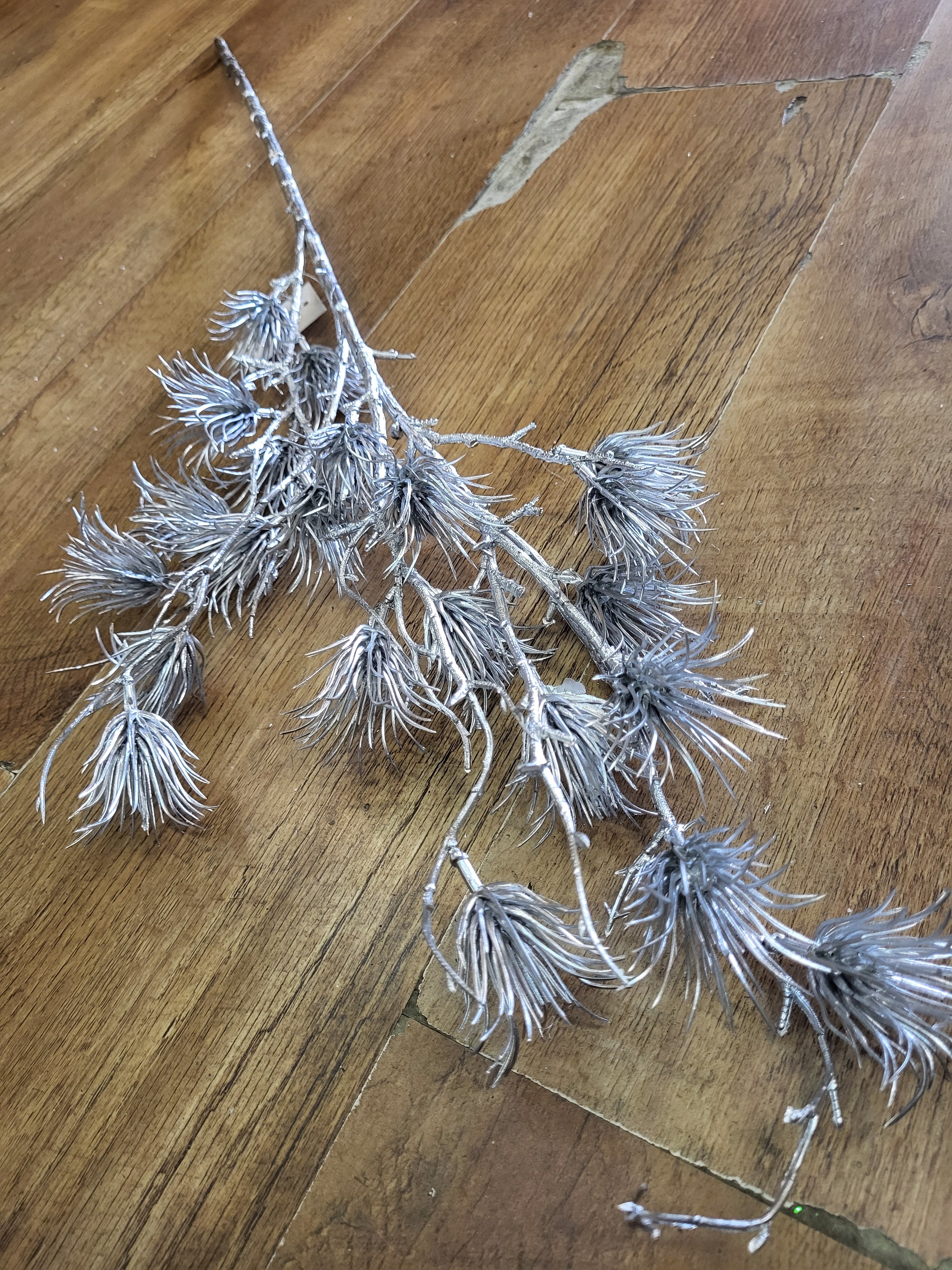 80cm Long stem metallic Silver thistle spray image 2