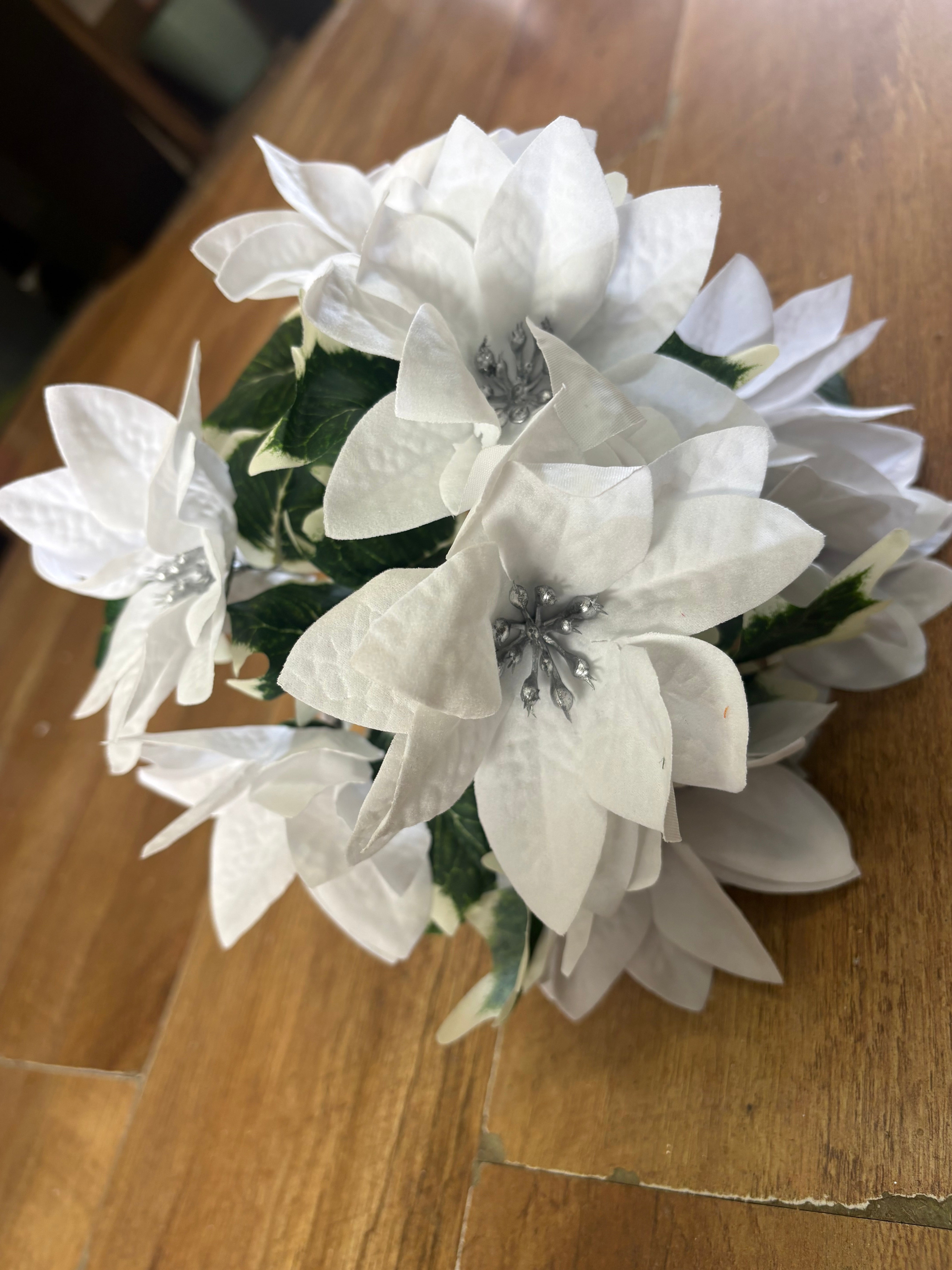White velvet poinsettia bunch
