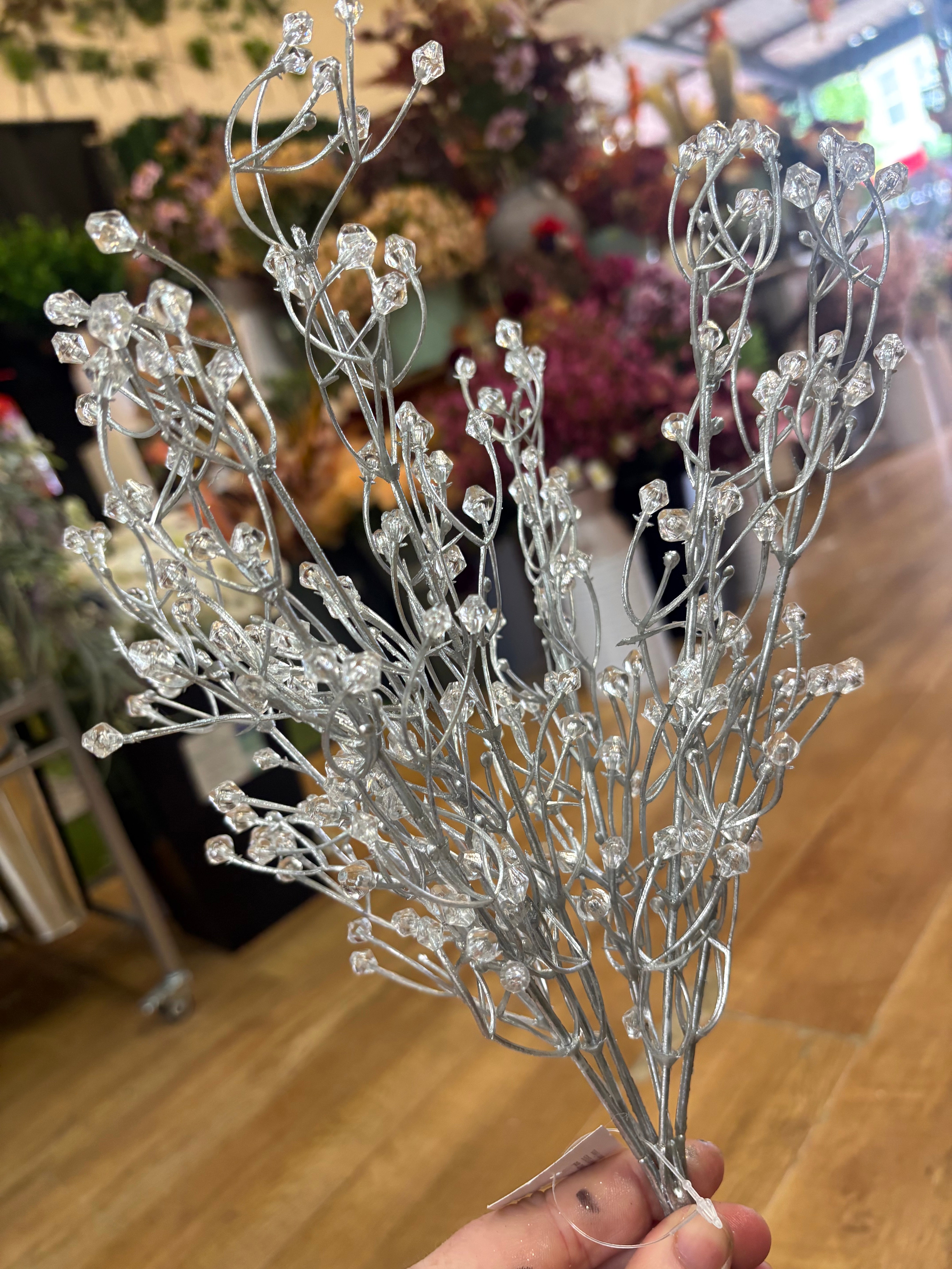 Silver crystal ice bunch