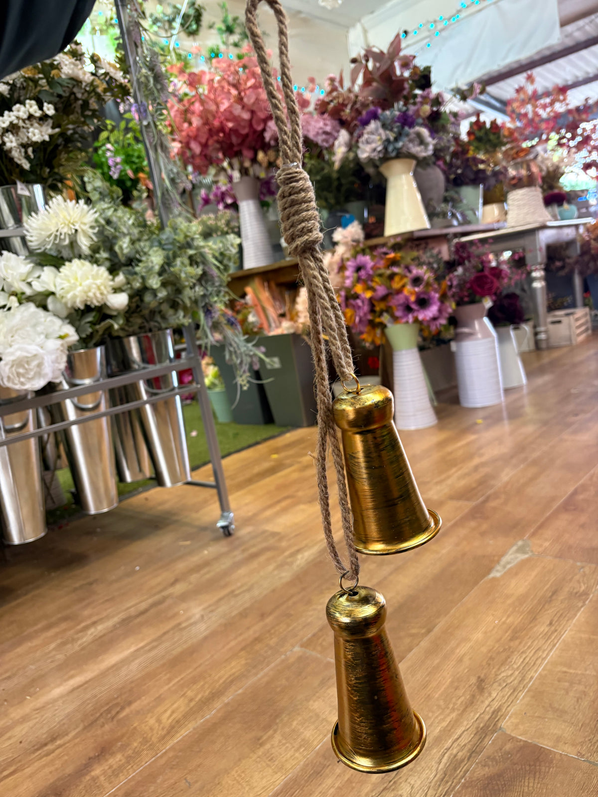 50cm hanging rope and gold bells