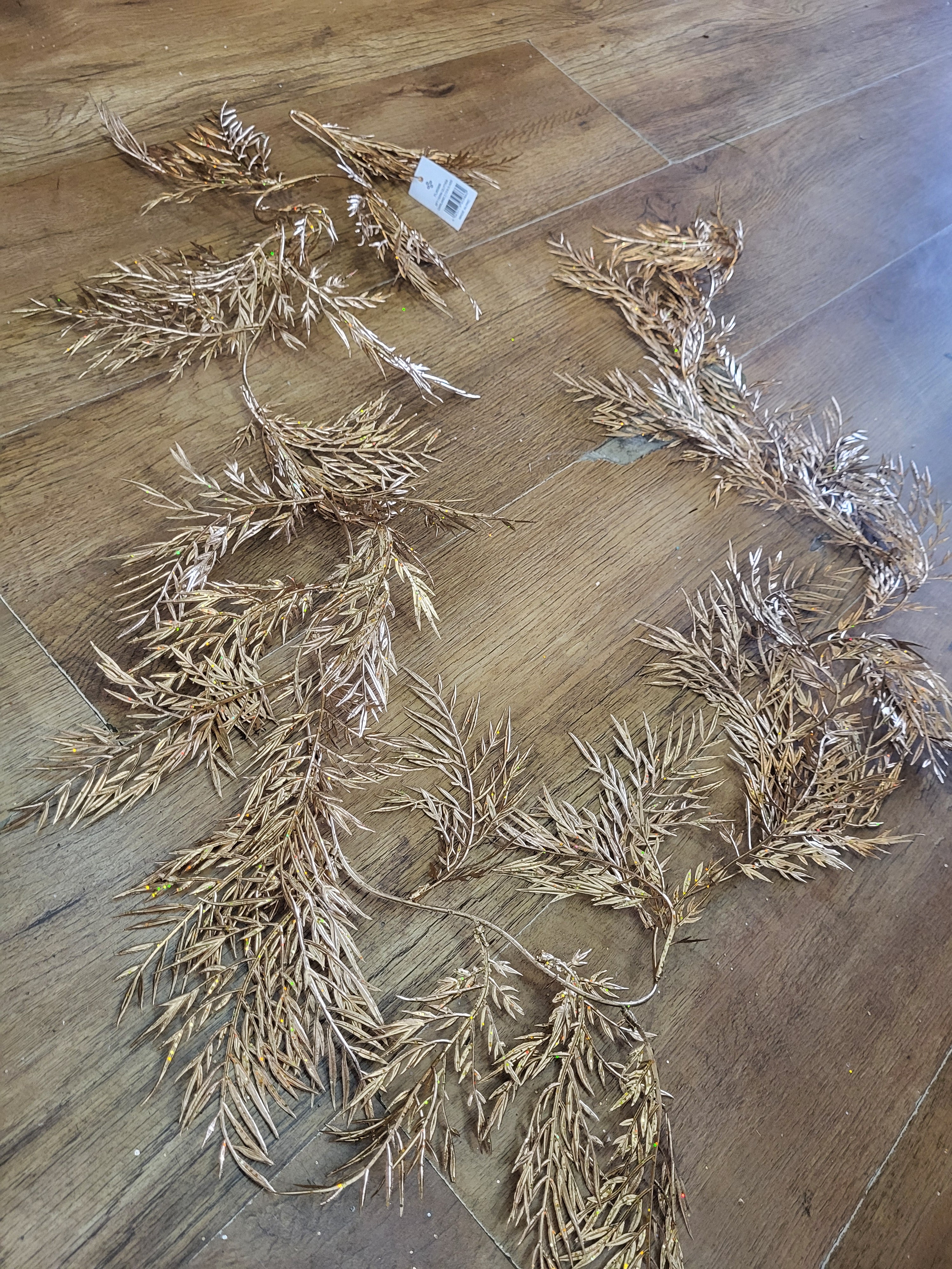 6ft slightly glittered metallic gold fern garland image 4