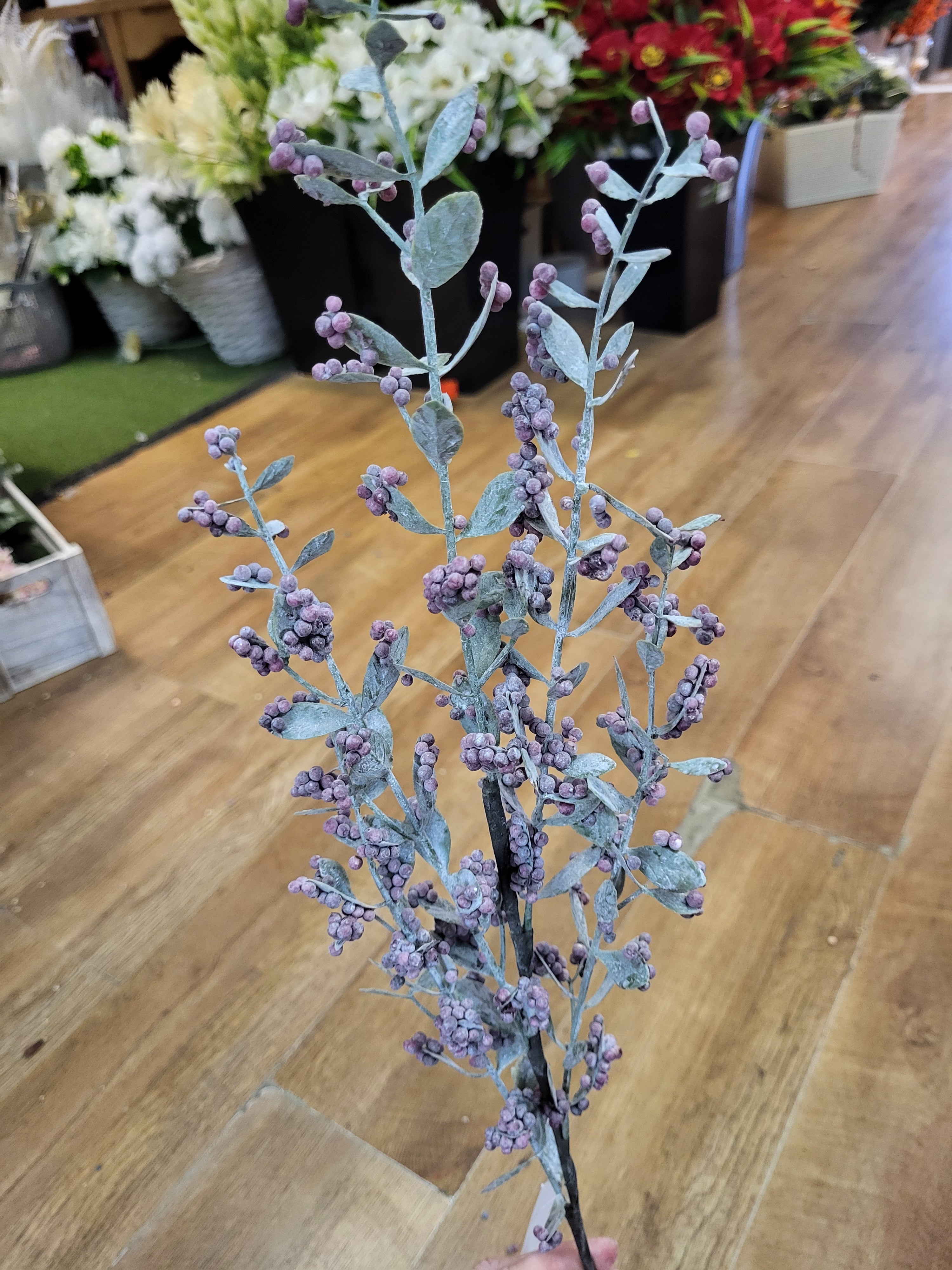 Long stem burgundy bubble berry spray  image 3