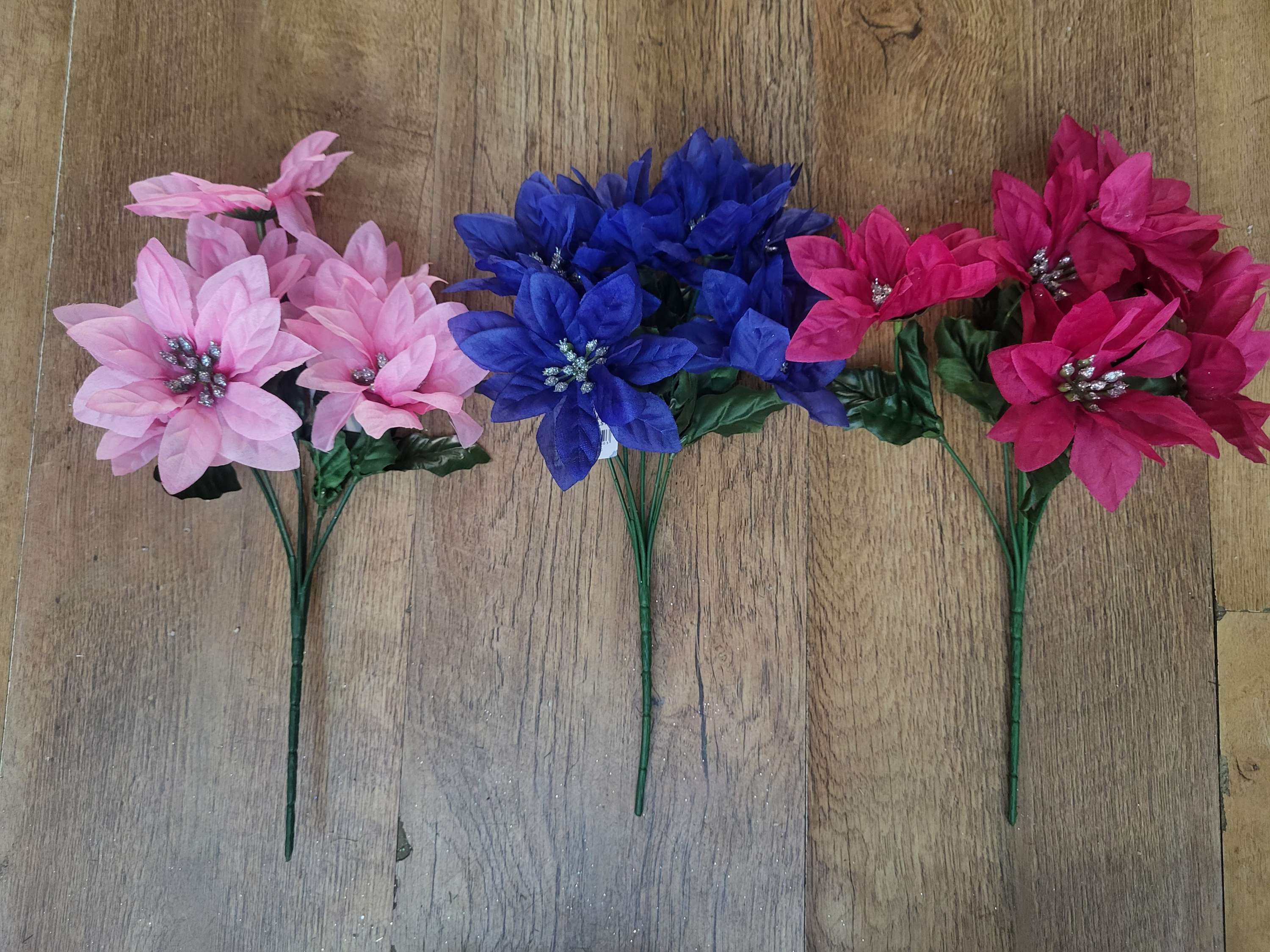 Poinsettia with glittered centre - 3 colours available image 1