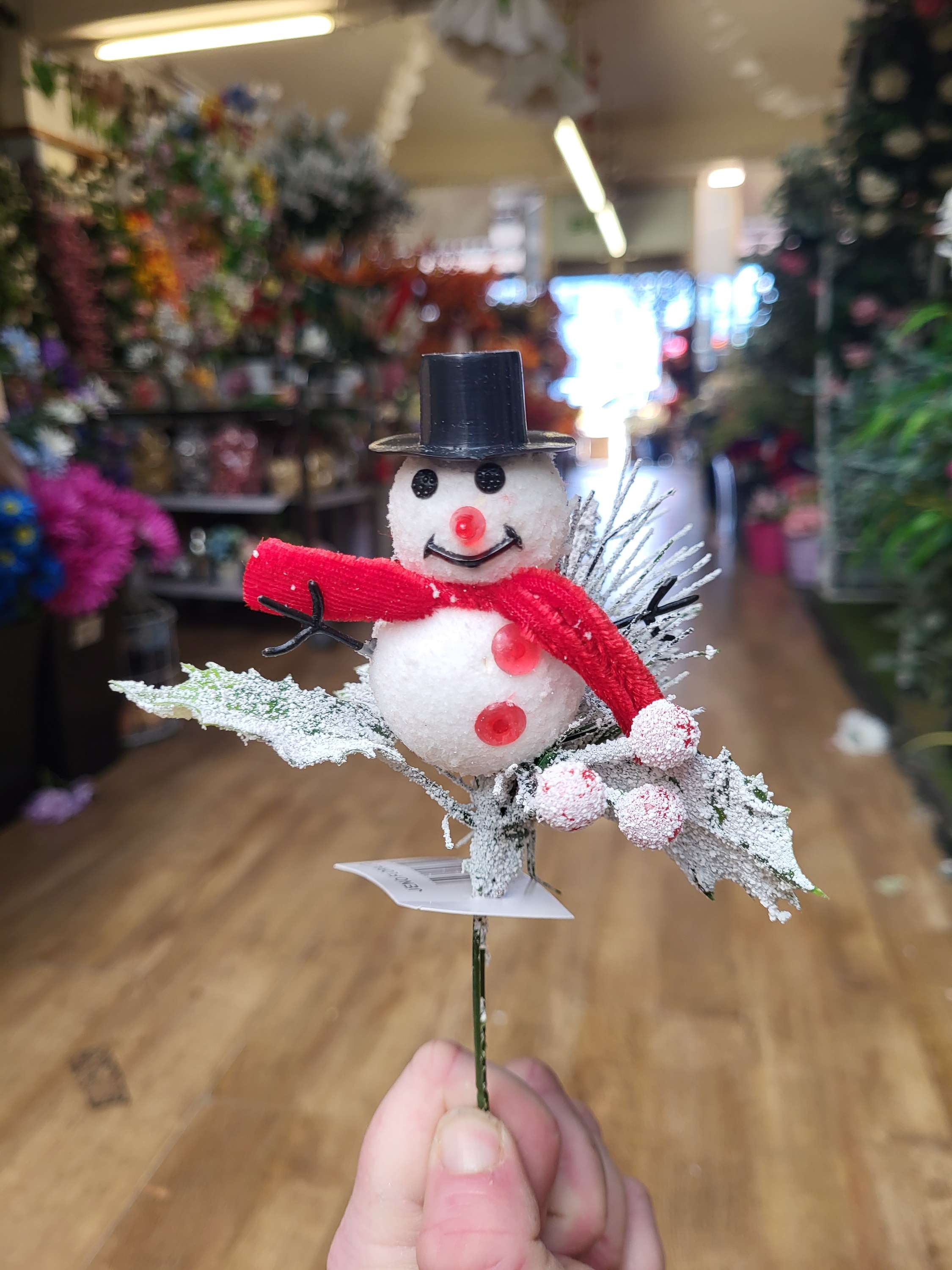 Flocked snowman pick image 2