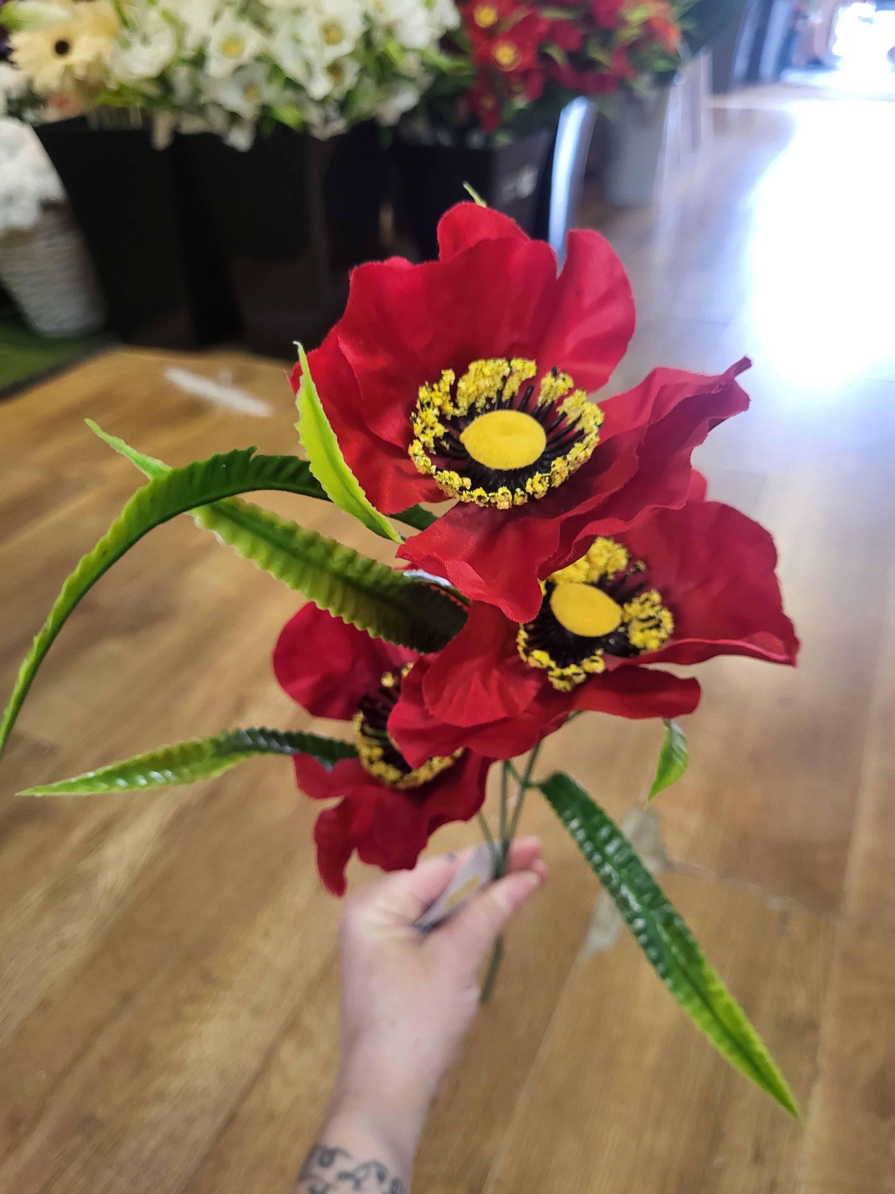 Long stem Poppy spray  - 3 colours available image 4