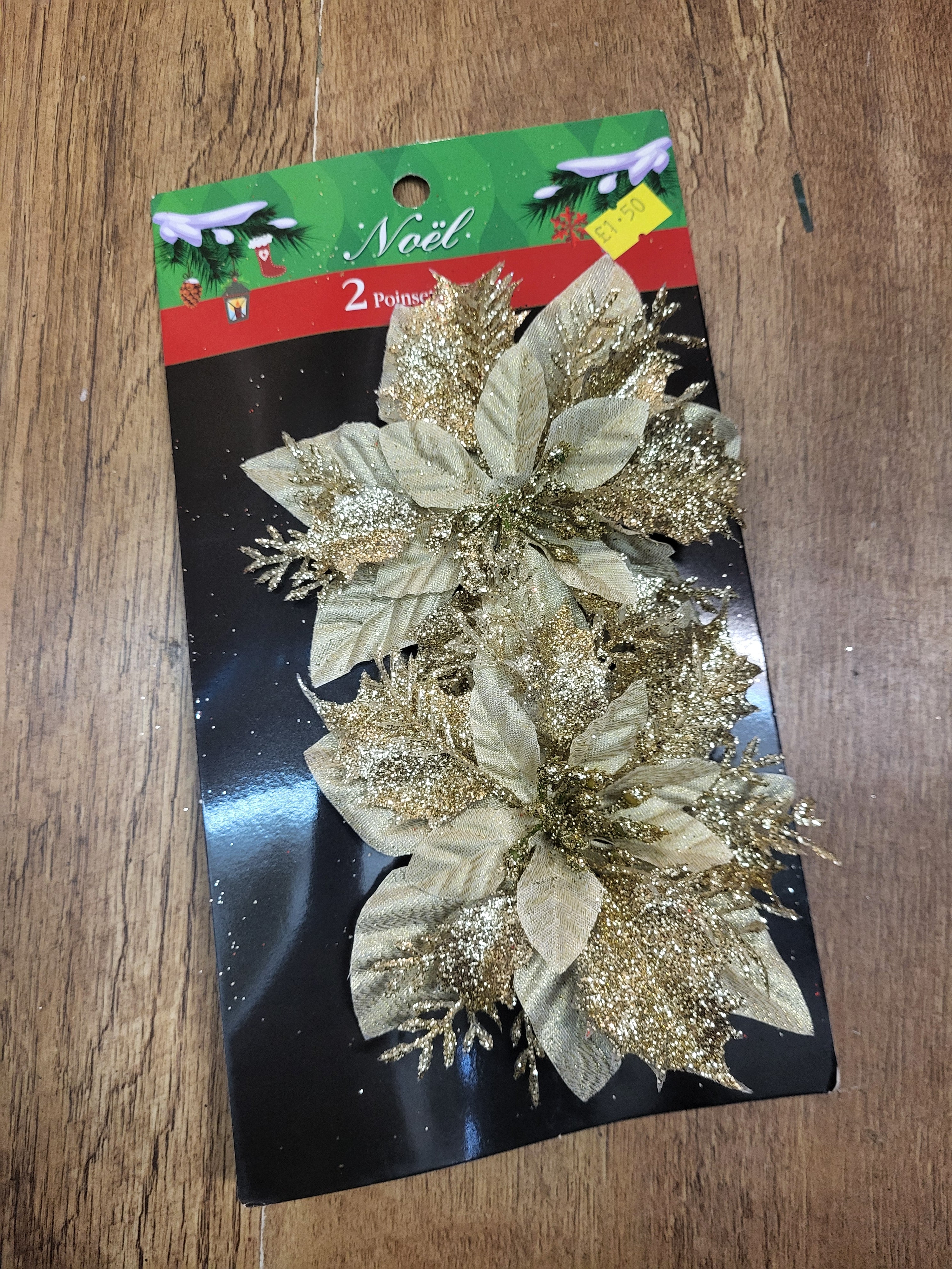 Pack of 2 clip on glittered poinsettias - 3 colours available image 6