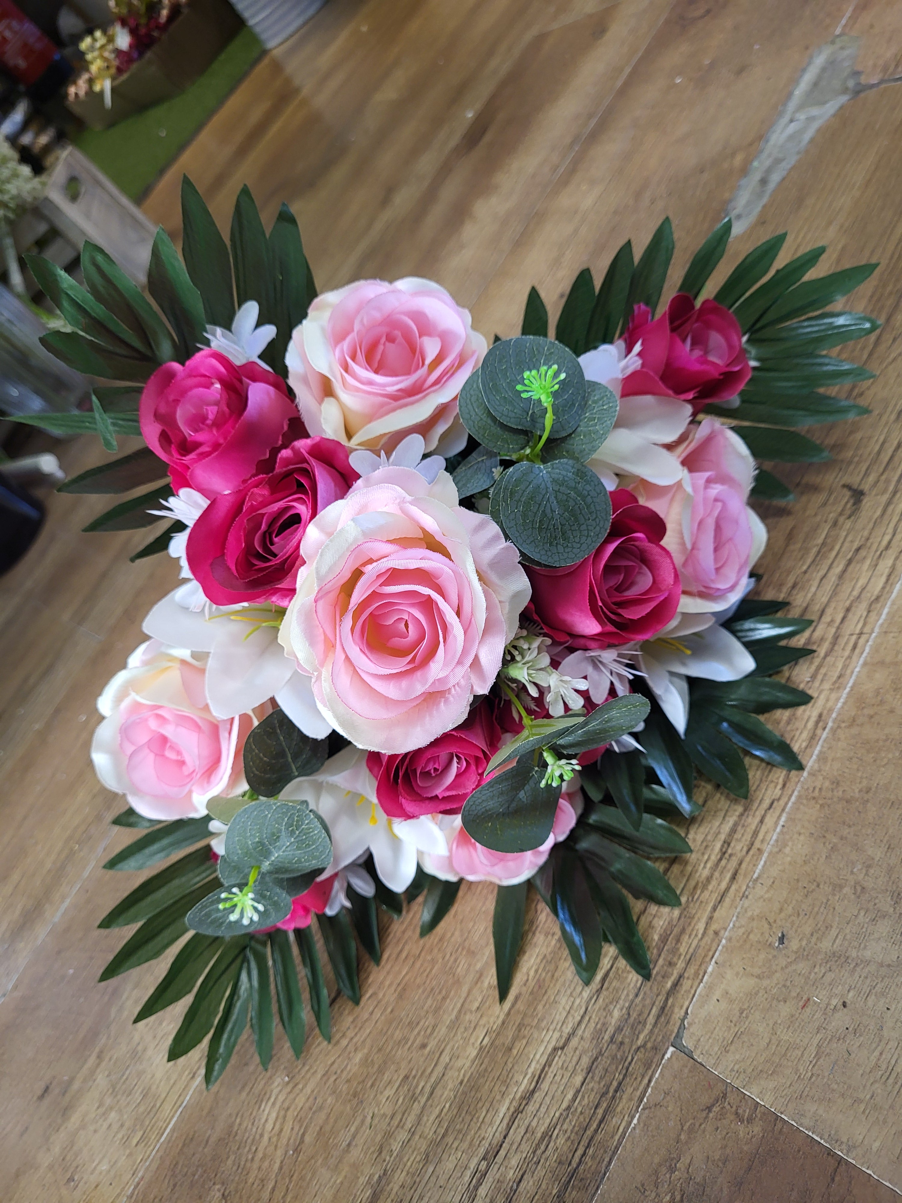 Rose/lily/eucalyptus bouquet - 2 colours available image 4
