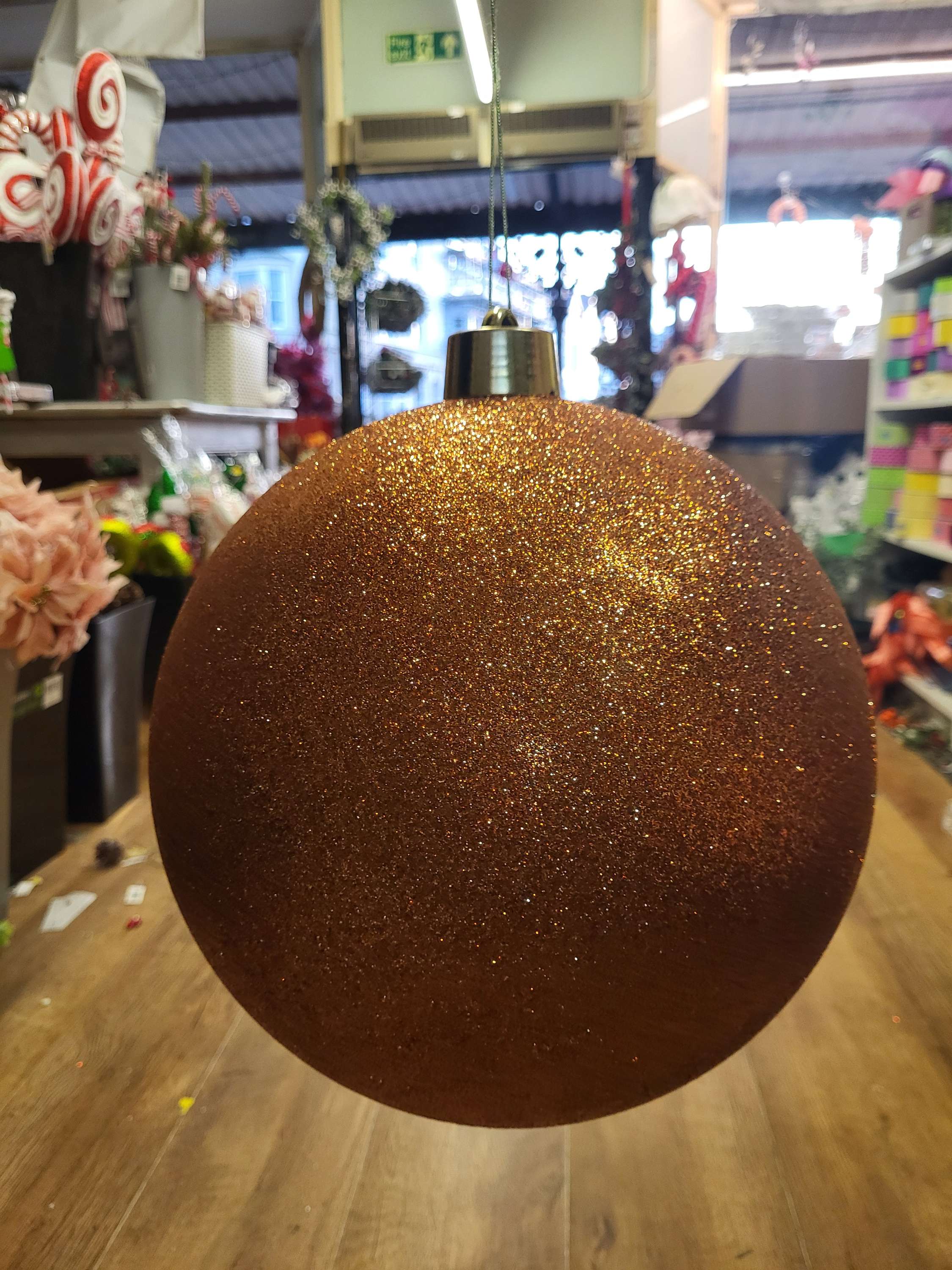 Giant 30cm copper sparkly bauble image 2