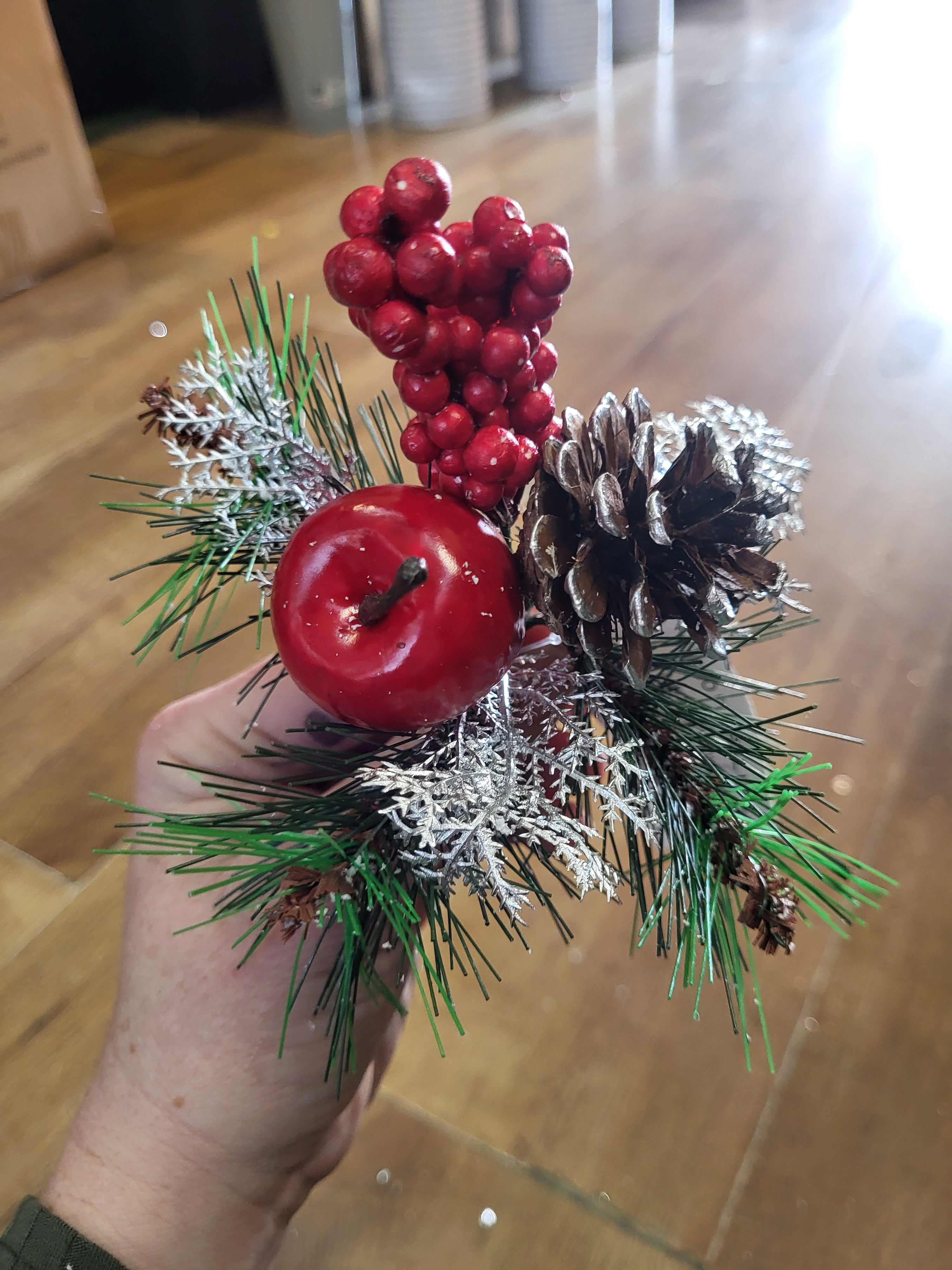 Apple/berry with silver foliage pick  image 0