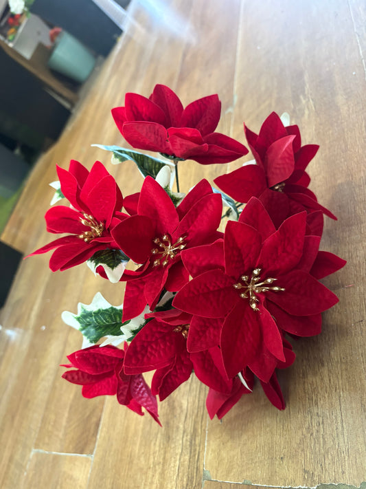Red velvet poinsettia bunch