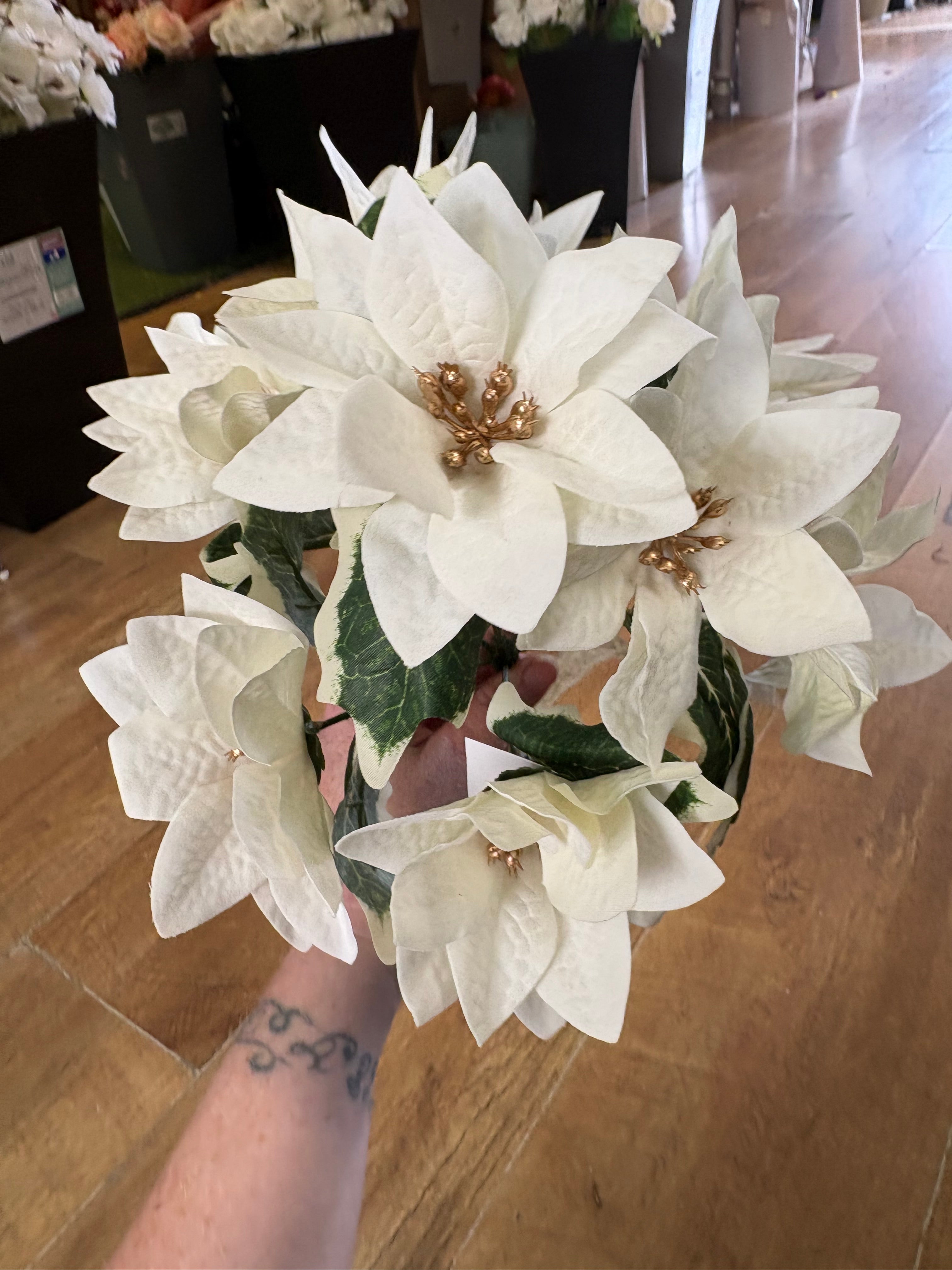 Ivory velvet poinsettia bunch