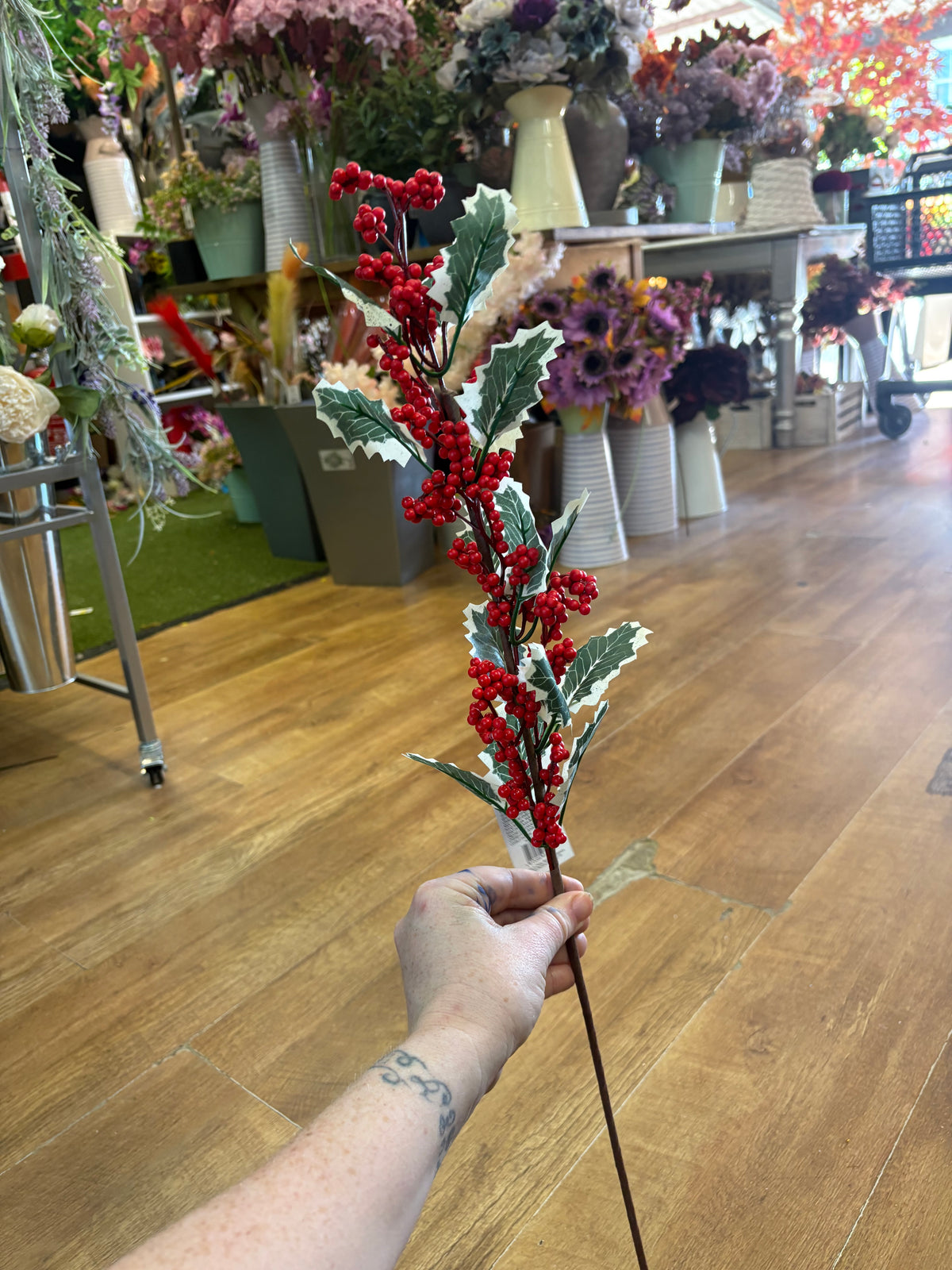 Long stem holly spray