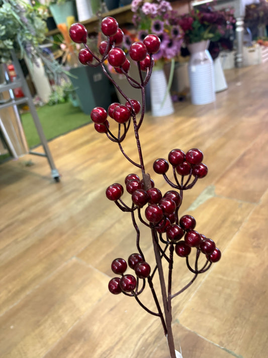Long stem metallic red berry stem