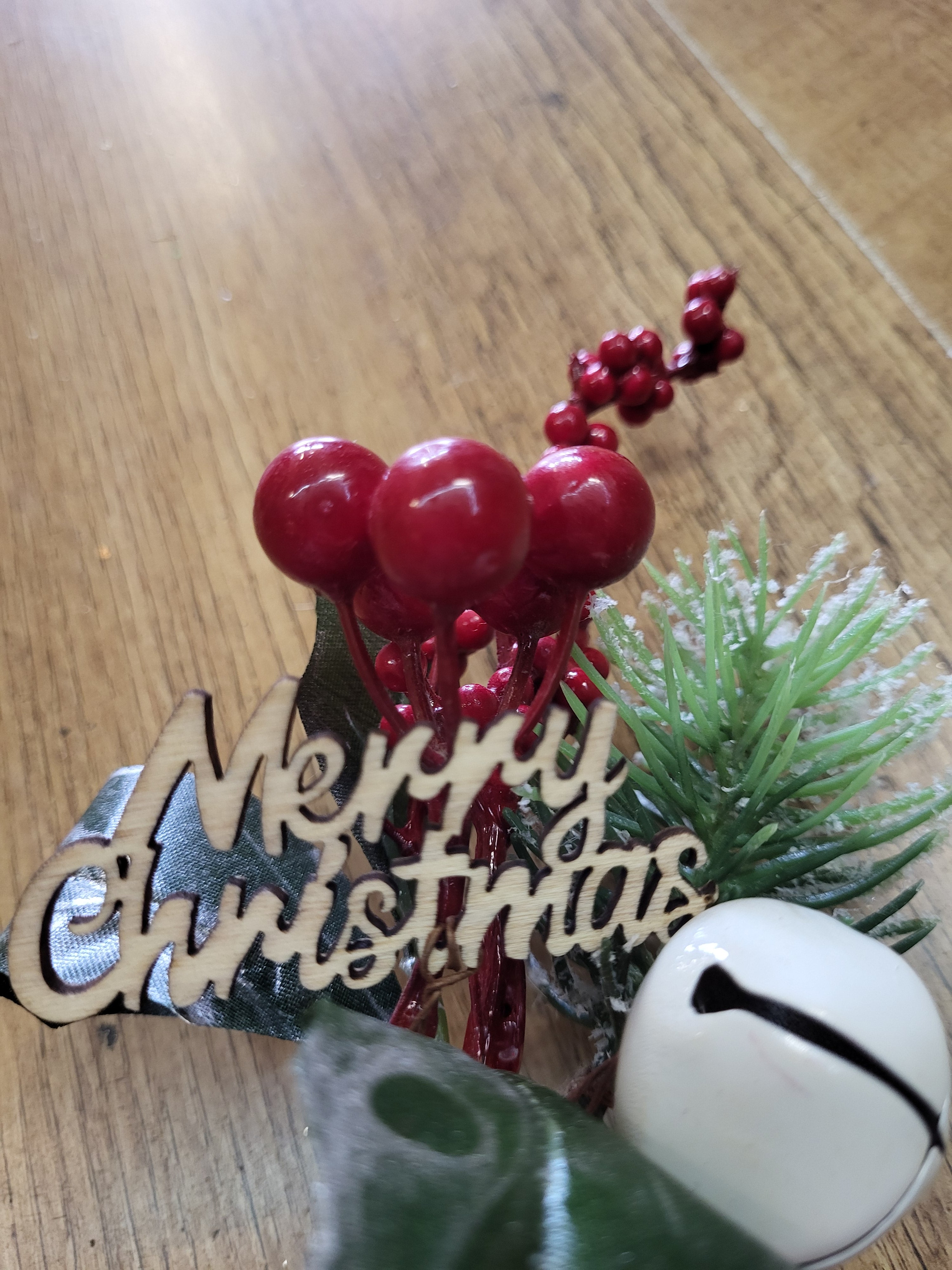 Merry Christmas and bell/berries foliage pick  image 3
