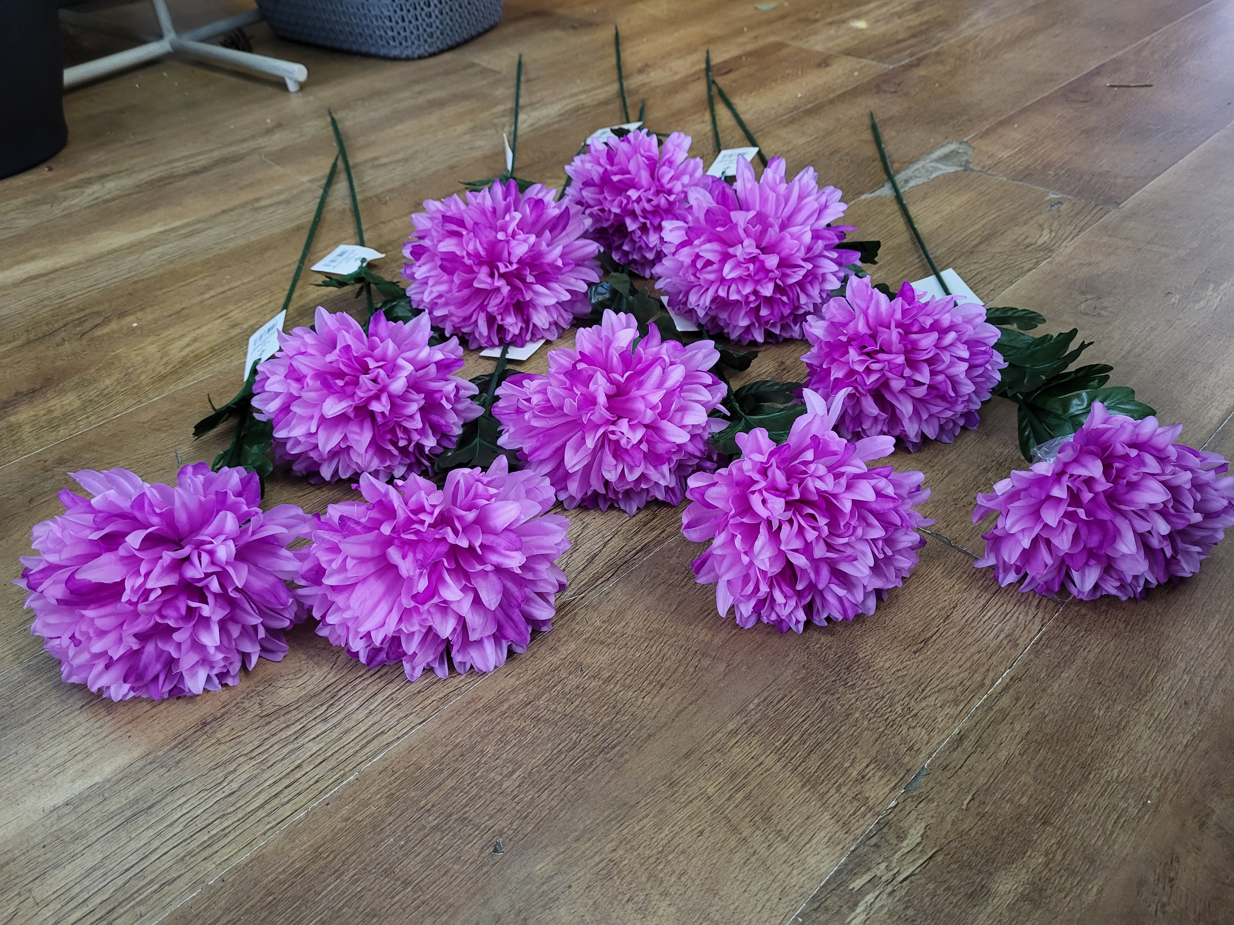 Bundle of 10 long stem raspberry pompoms image 1